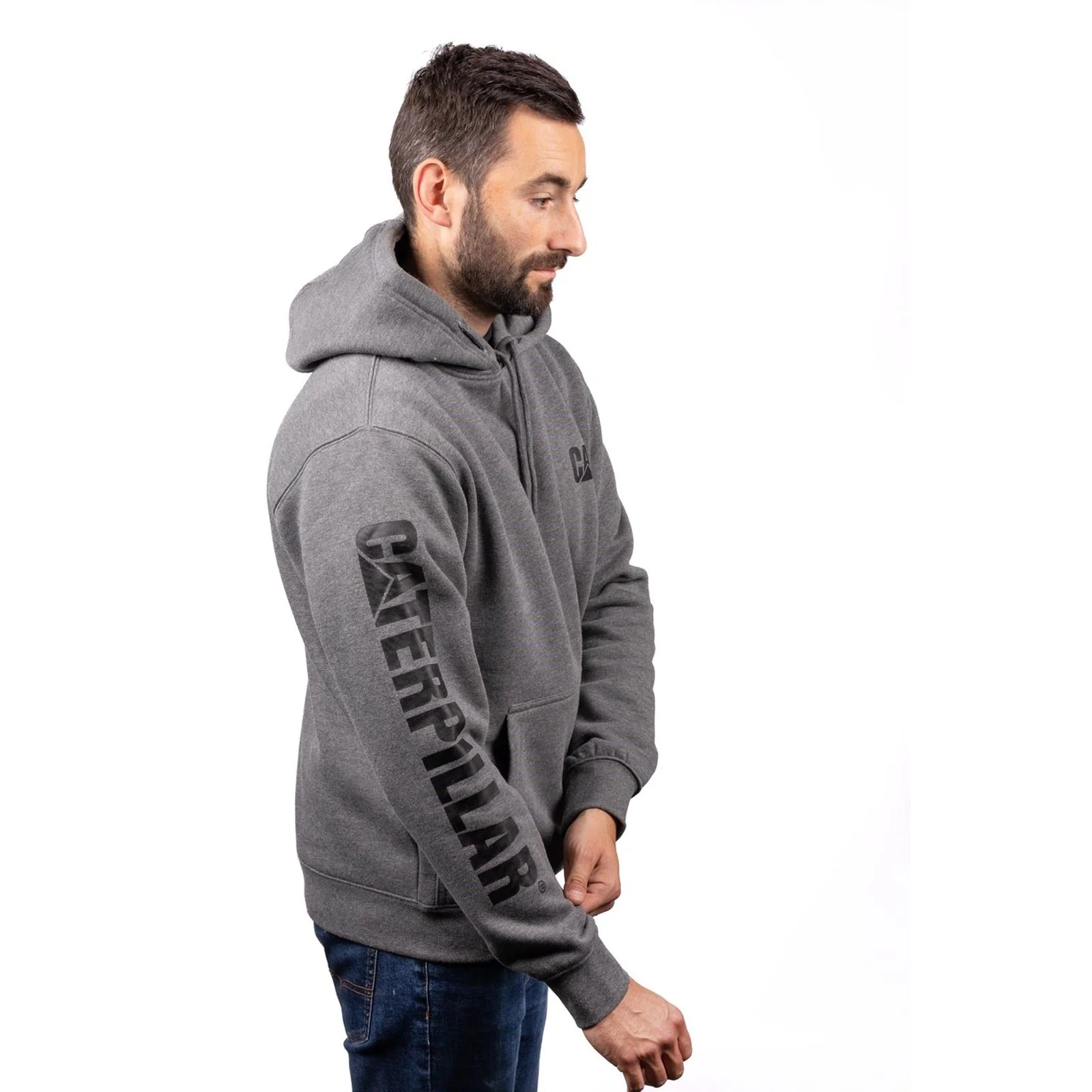 Caterpillar Men's Trademark Banner Hooded Sweatshirt in Dark Grey - Image 4
