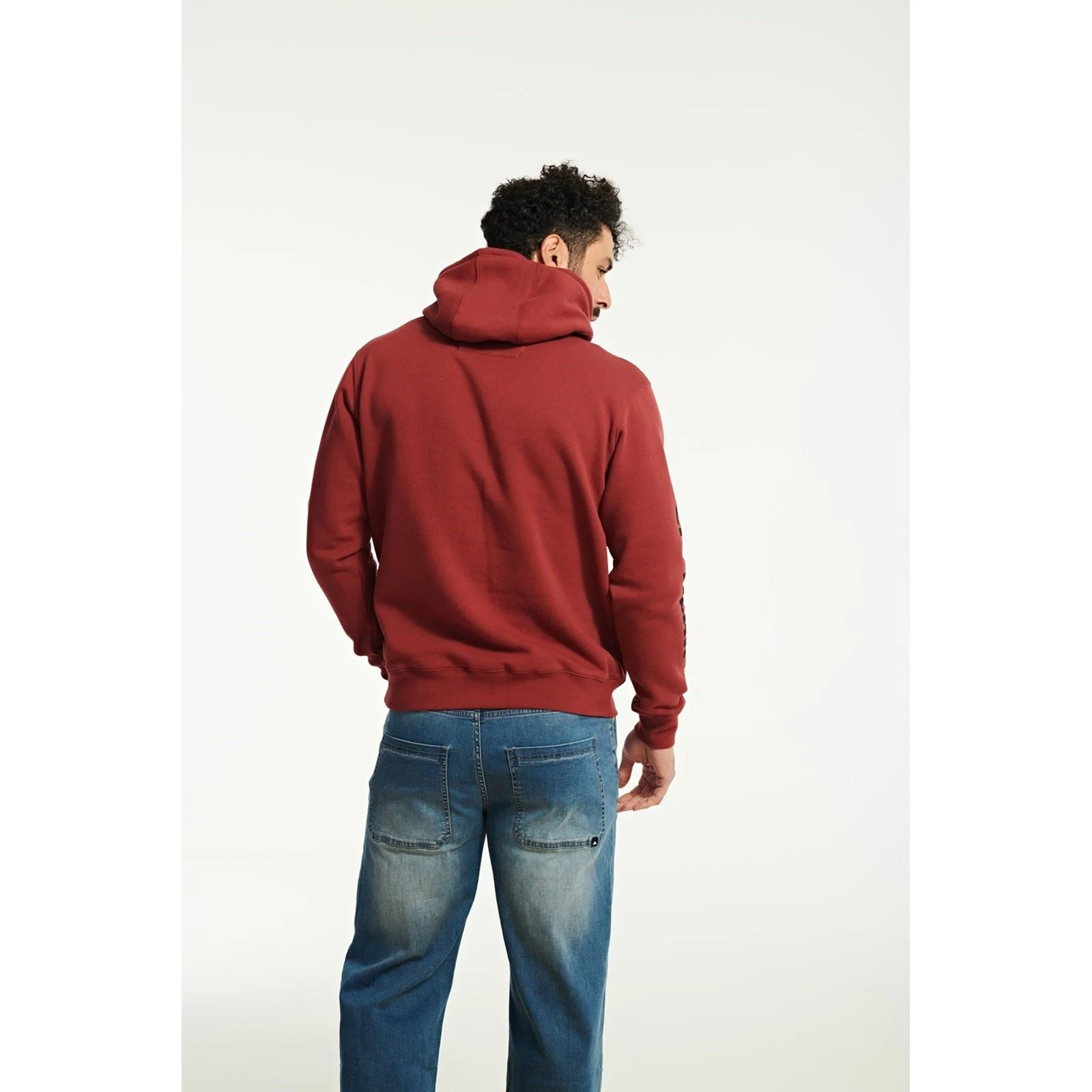 Caterpillar Trademark Banner Cotton Men's Red Hooded Sweatshirt - Image 6