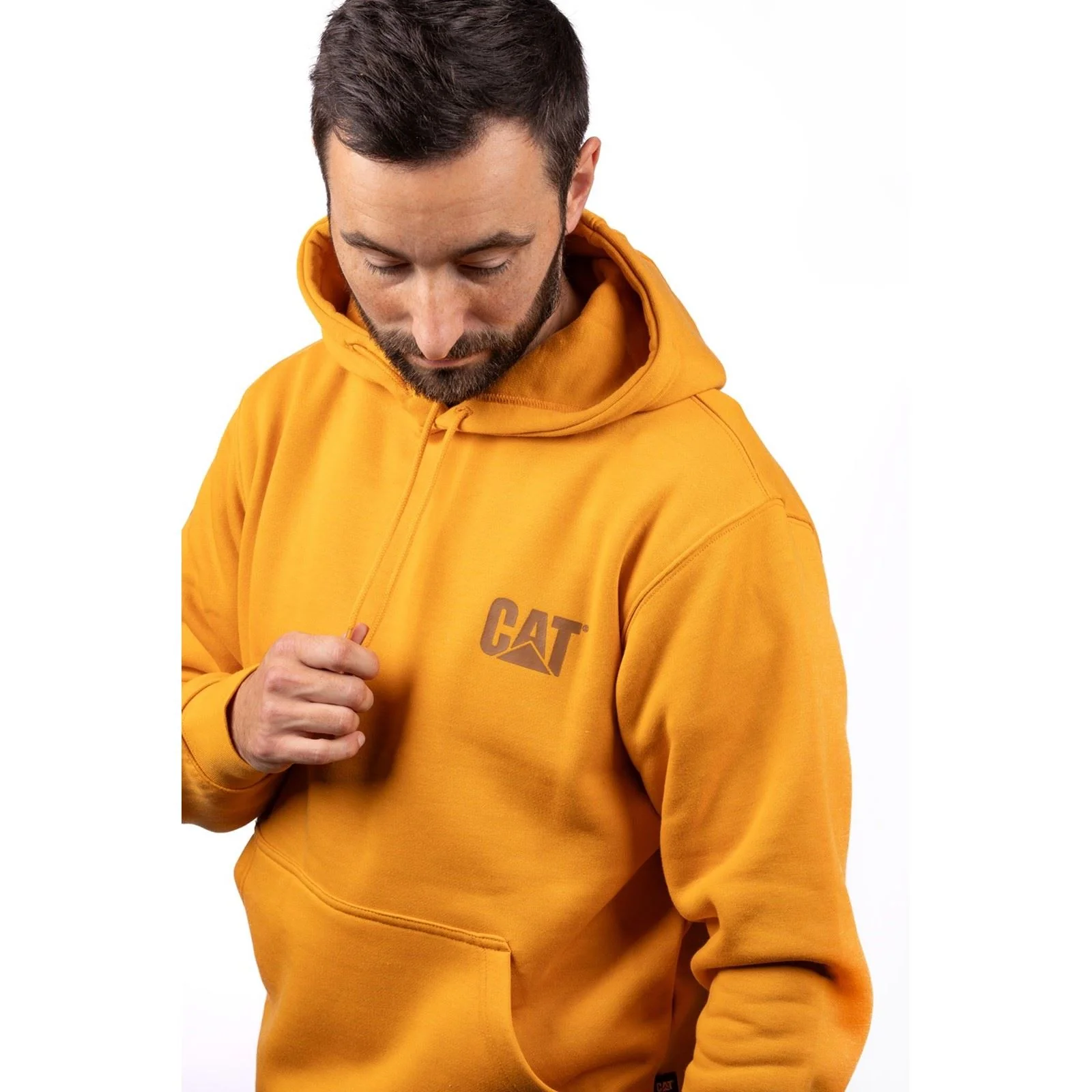 Caterpillar Men's Trademark Banner Hooded Sweatshirt in Yellow - Image 5