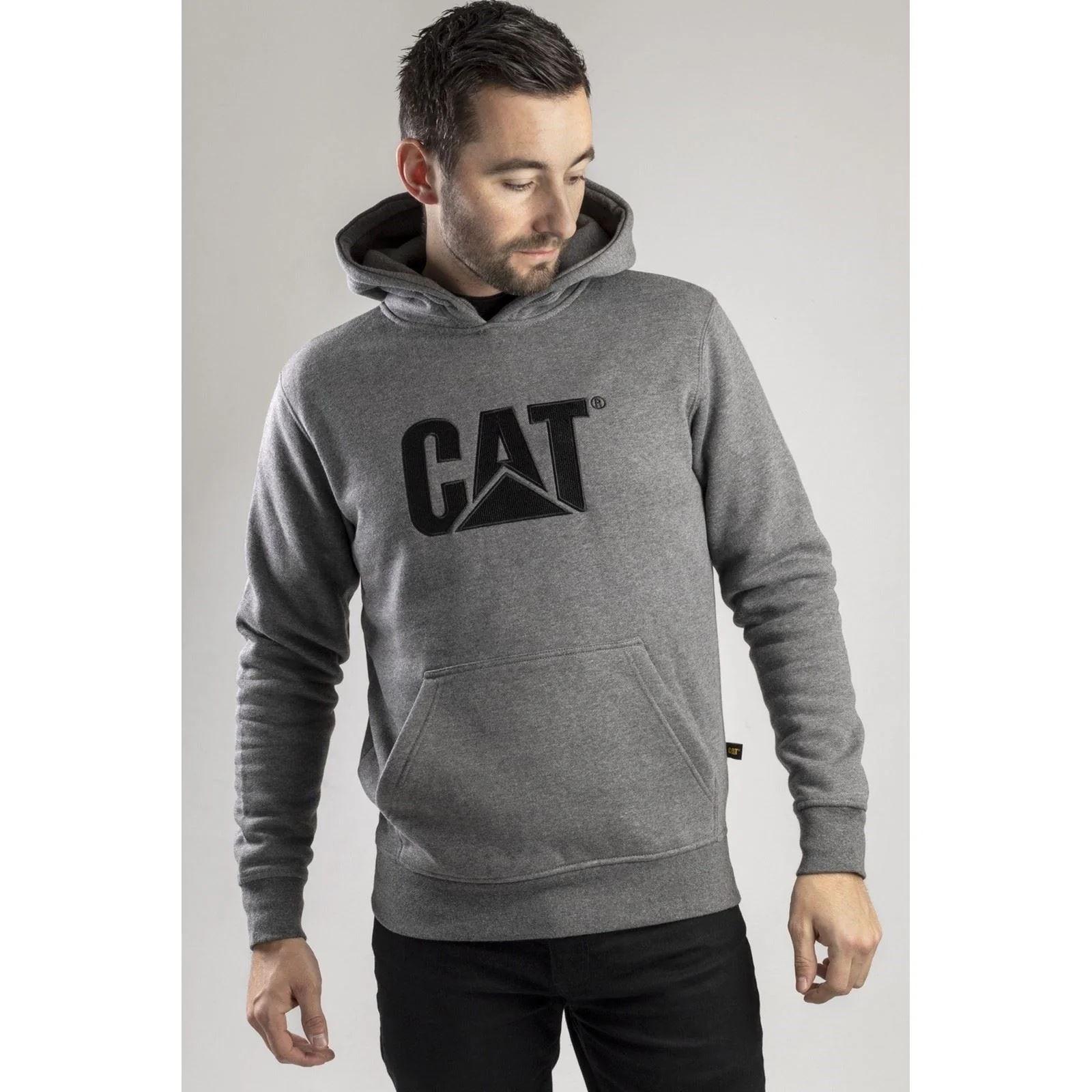 Caterpillar Men's Trademark Hooded Sweatshirt in Heather Grey - Image 6