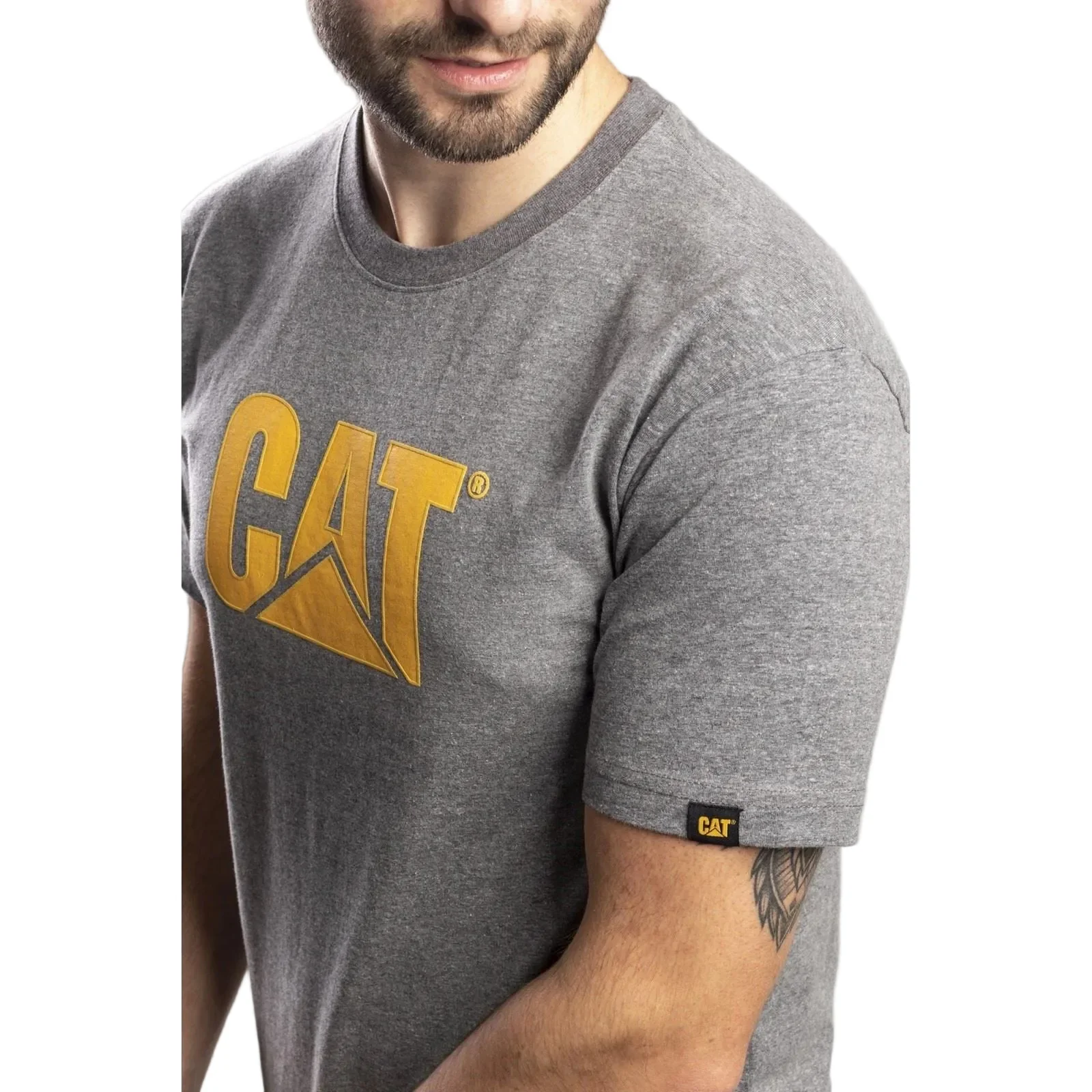Caterpillar Trademark Logo Cotton Men's Grey T-Shirt - Image 5