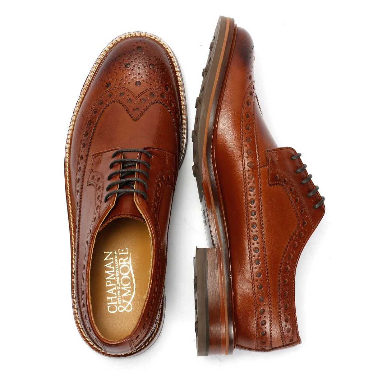 Chapman & Moore Longwing Brogue Country Leather Men's Berry Shoes - Image 8