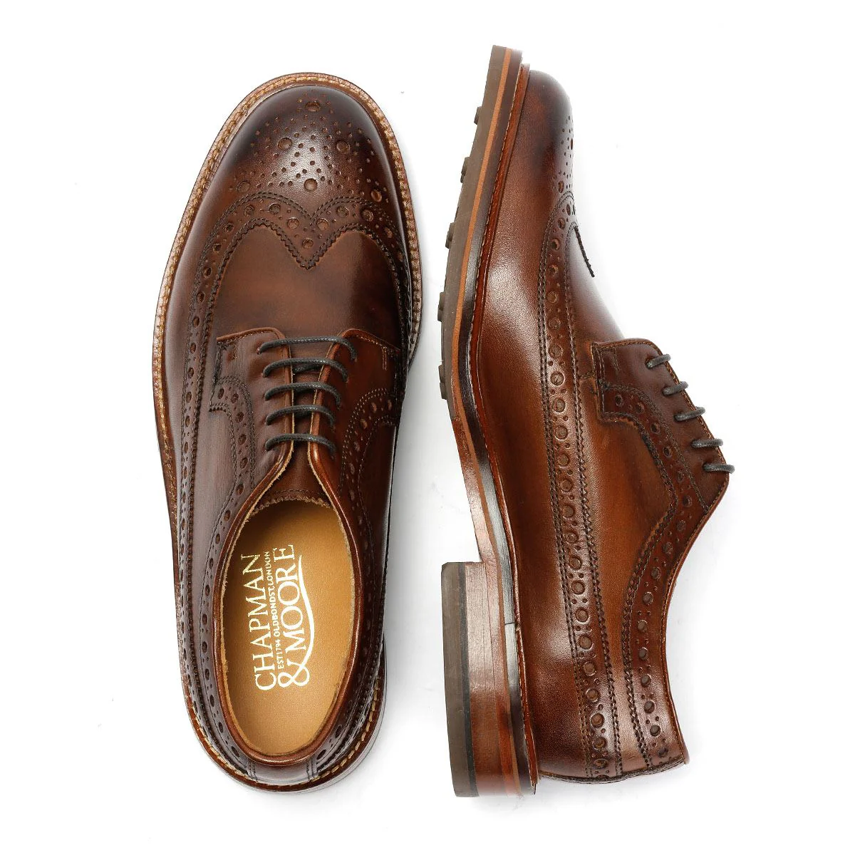 Chapman & Moore Longwing Brogue Country Leather Men's Choco Shoes - Image 8