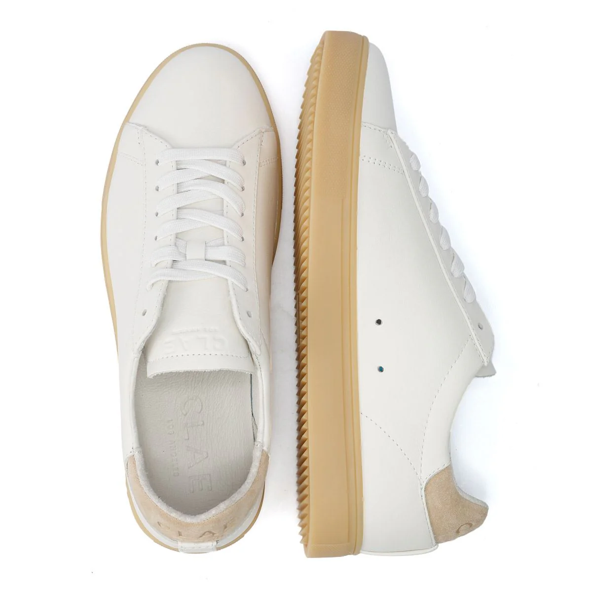 Clae Bradley Leather Men's White/Natural Gum Trainers - Image 7
