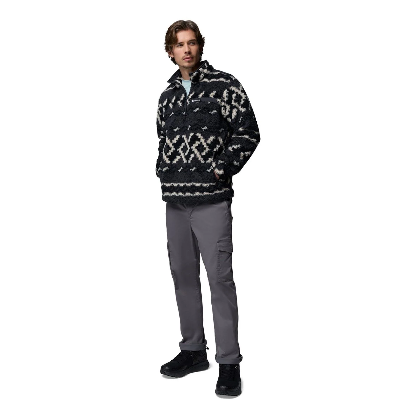 Columbia Rugged Ridge High Pile Half Zip Men's Black Fleece Pullover - Image 4
