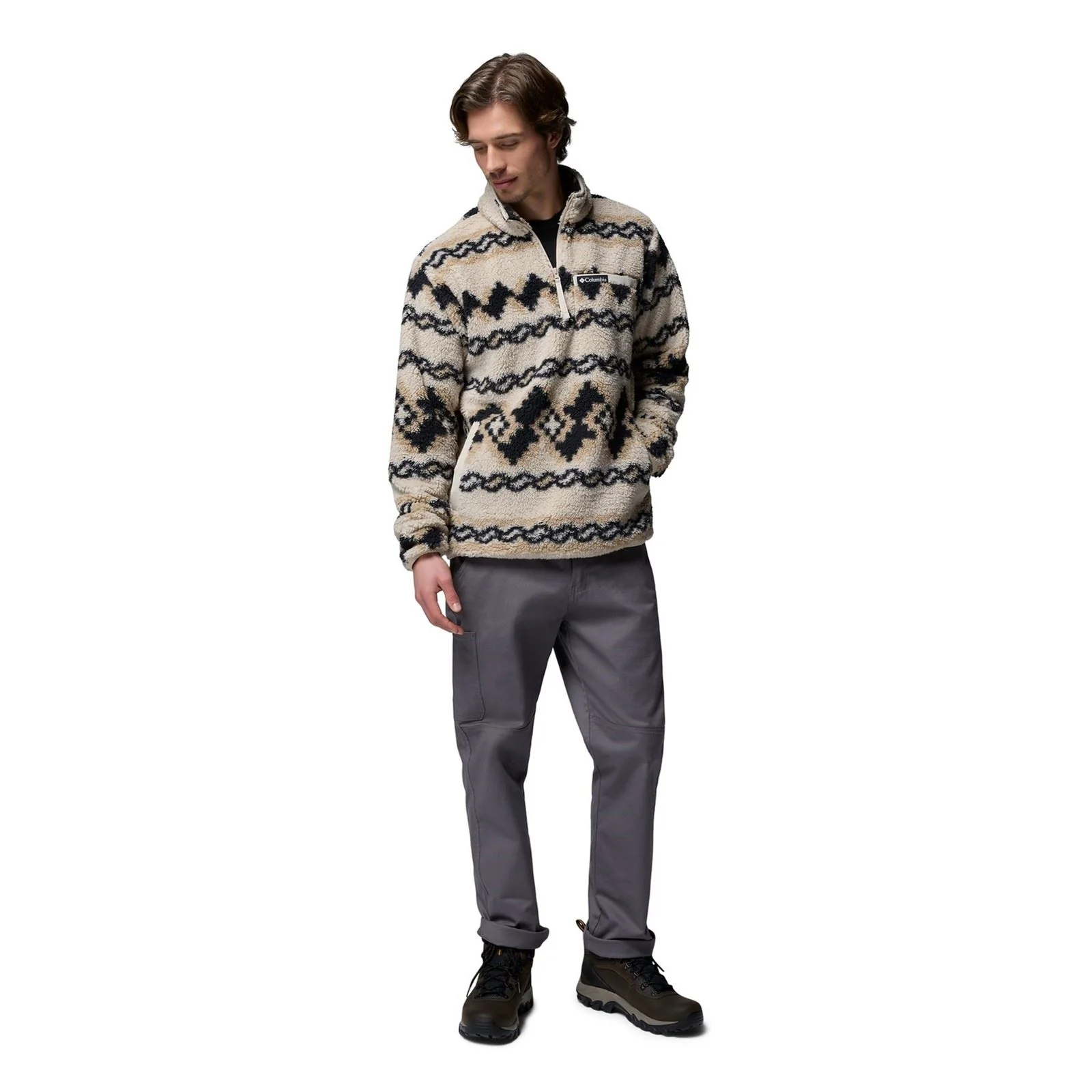 Columbia Rugged Ridge High Pile Half Zip Men's Brown Fleece Pullover - Image 4