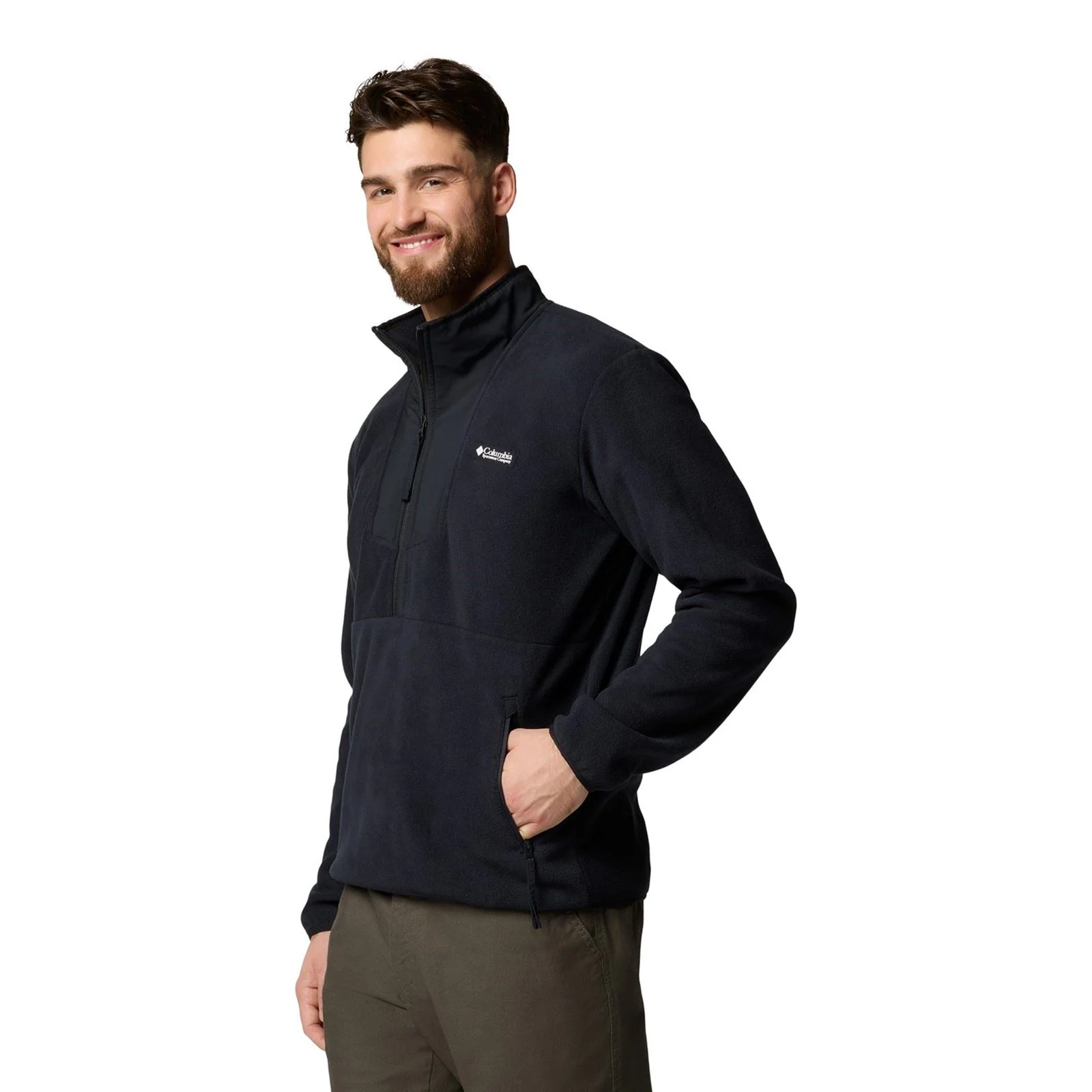 Columbia Sequoia Grove Half Zip Fleece Polyester Men's Black Zip Neck Pullovers - Image 3