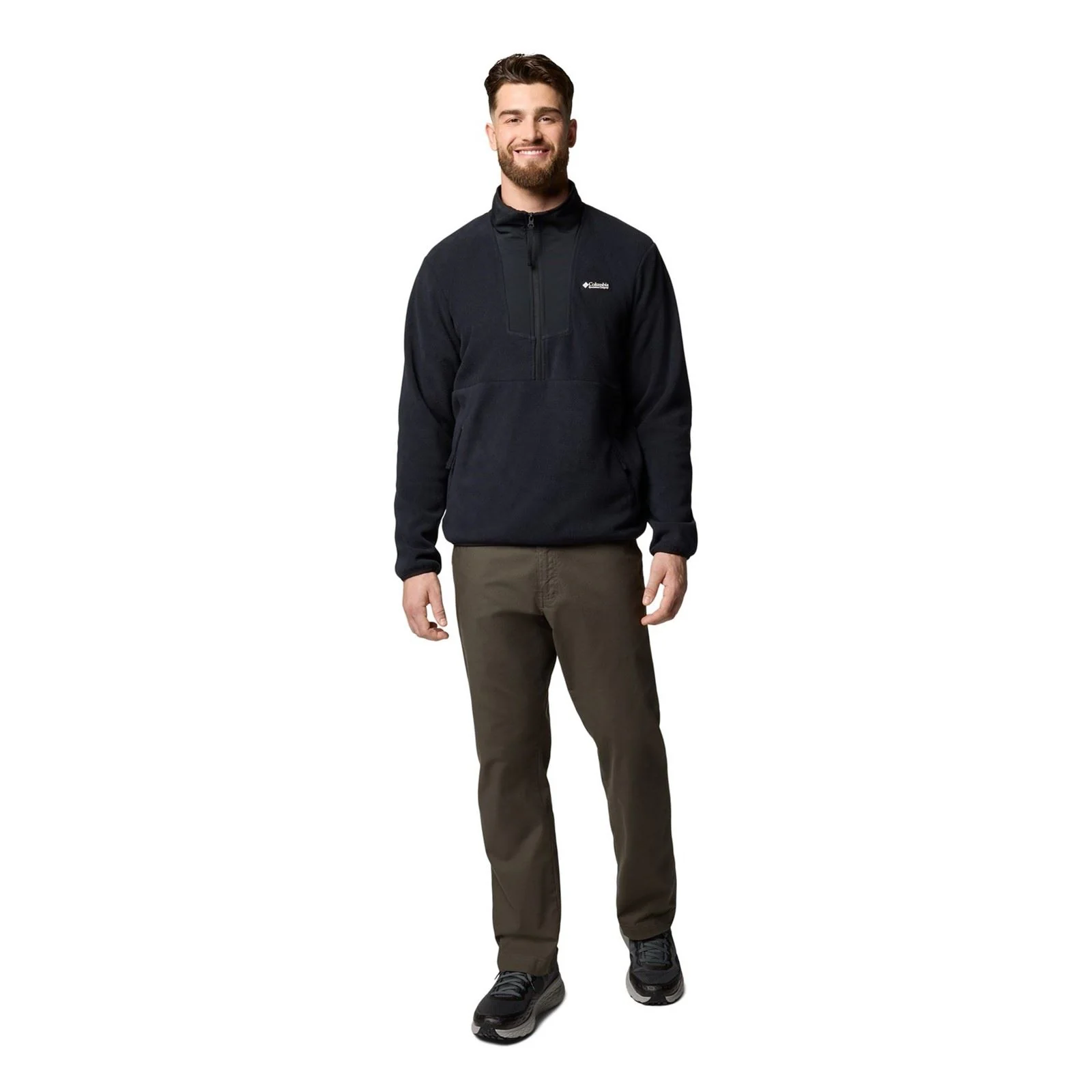 Columbia Sequoia Grove Half Zip Fleece Polyester Men's Black Zip Neck Pullovers - Image 4