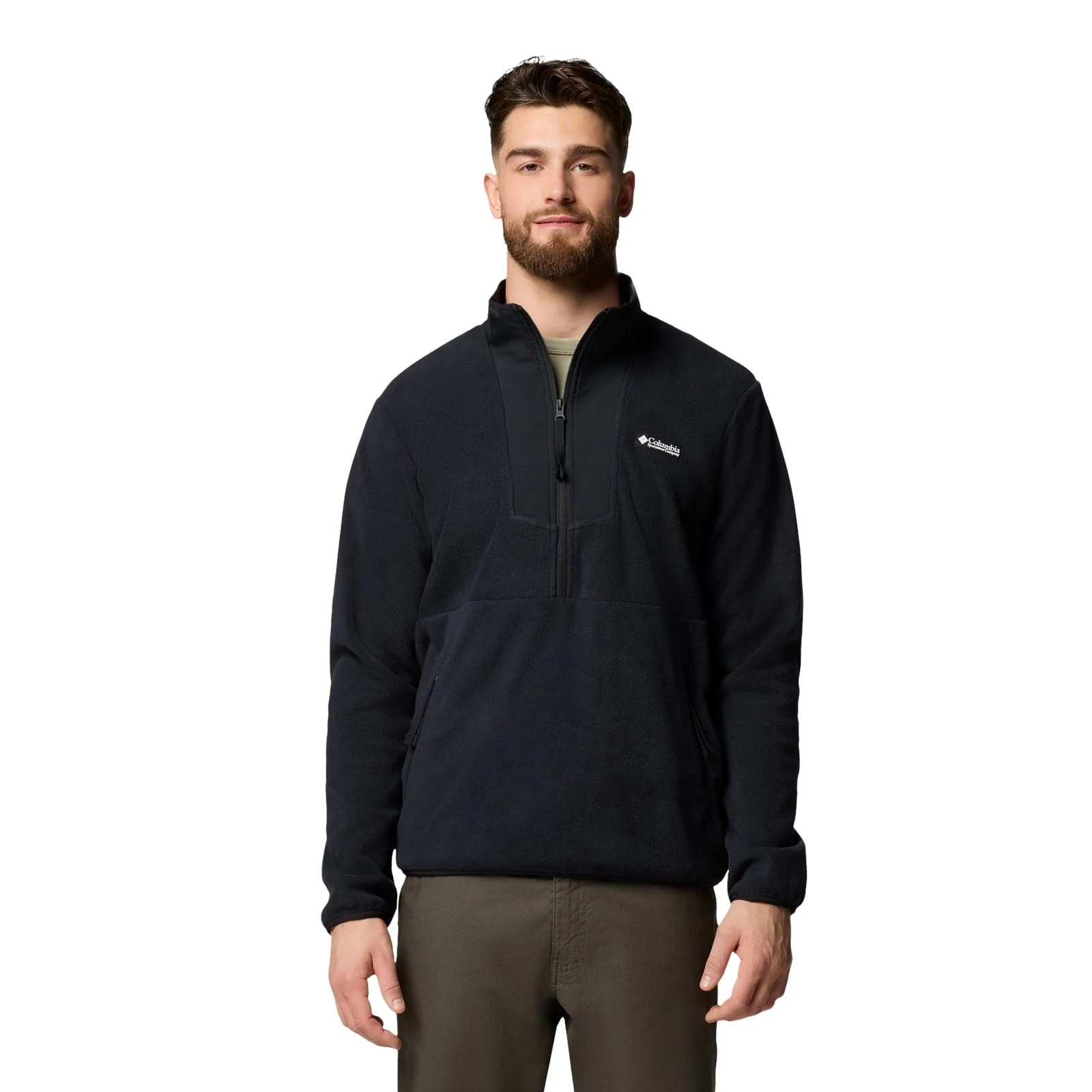 Columbia Sequoia Grove Half Zip Fleece Polyester Men's Black Zip Neck Pullovers - Image 6