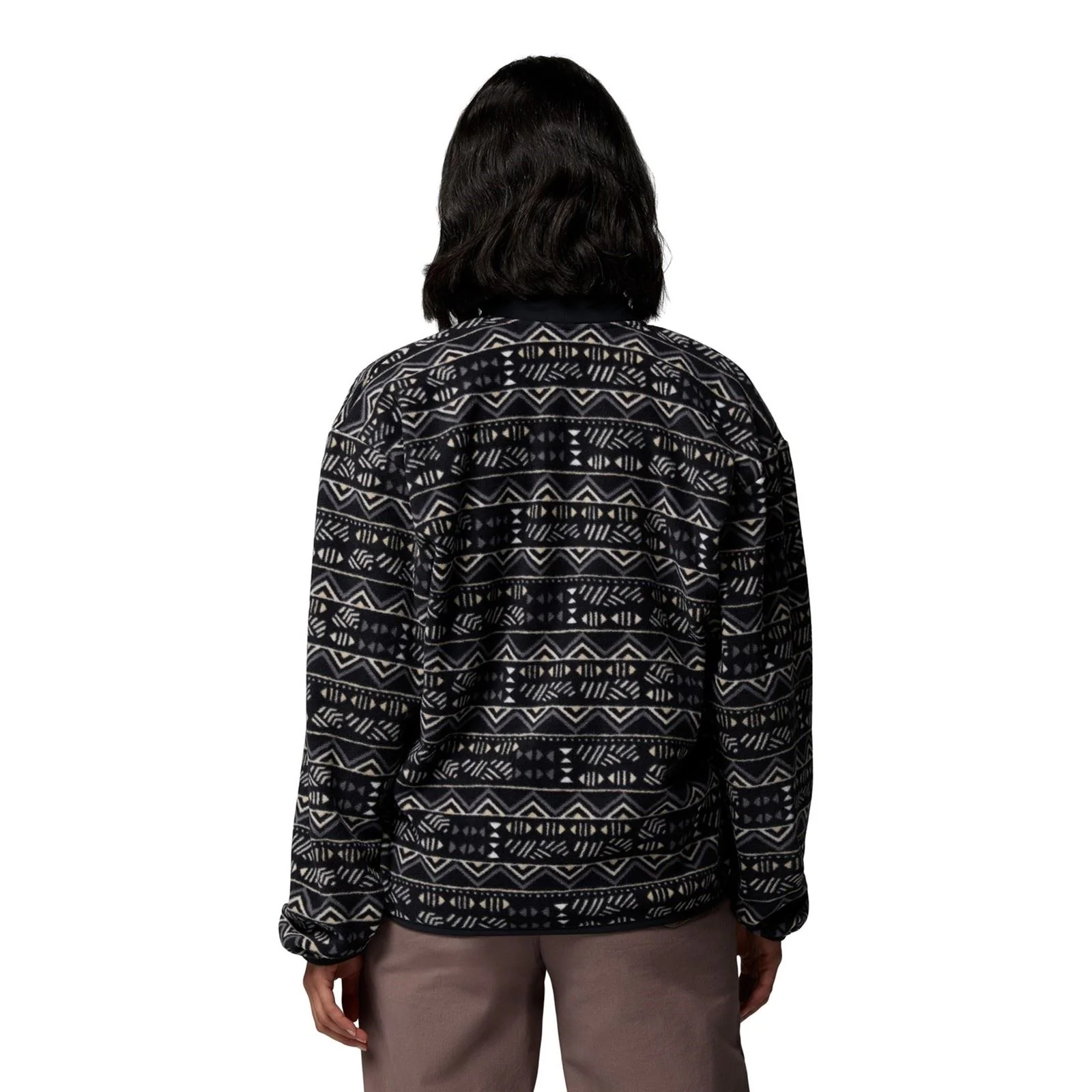 Columbia Sequoia Grove Printed Half Zip Polyester Women's Black Fleece Pullover - Image 2