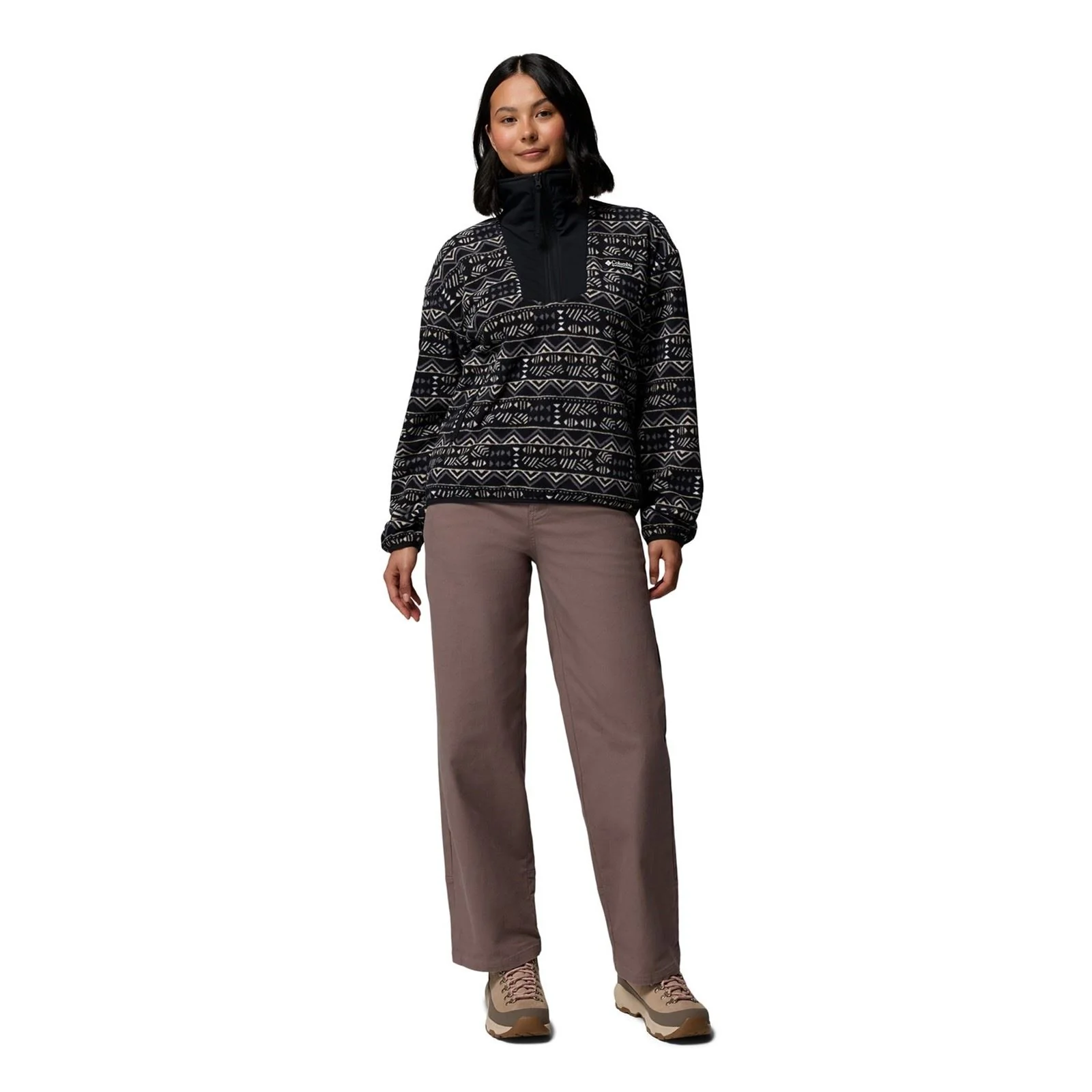 Columbia Sequoia Grove Printed Half Zip Polyester Women's Black Fleece Pullover - Image 4