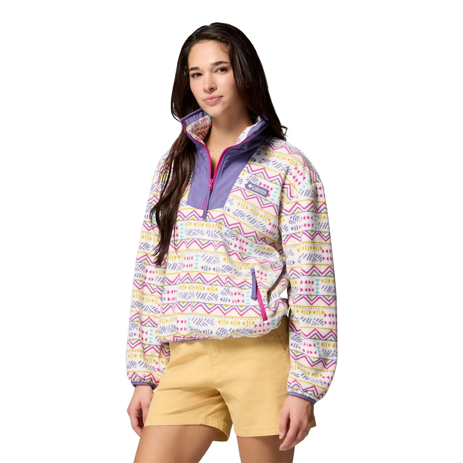 Columbia Sequoia Grove Printed Half Zip Polyester Women's White Fleece Pullover - Image 3