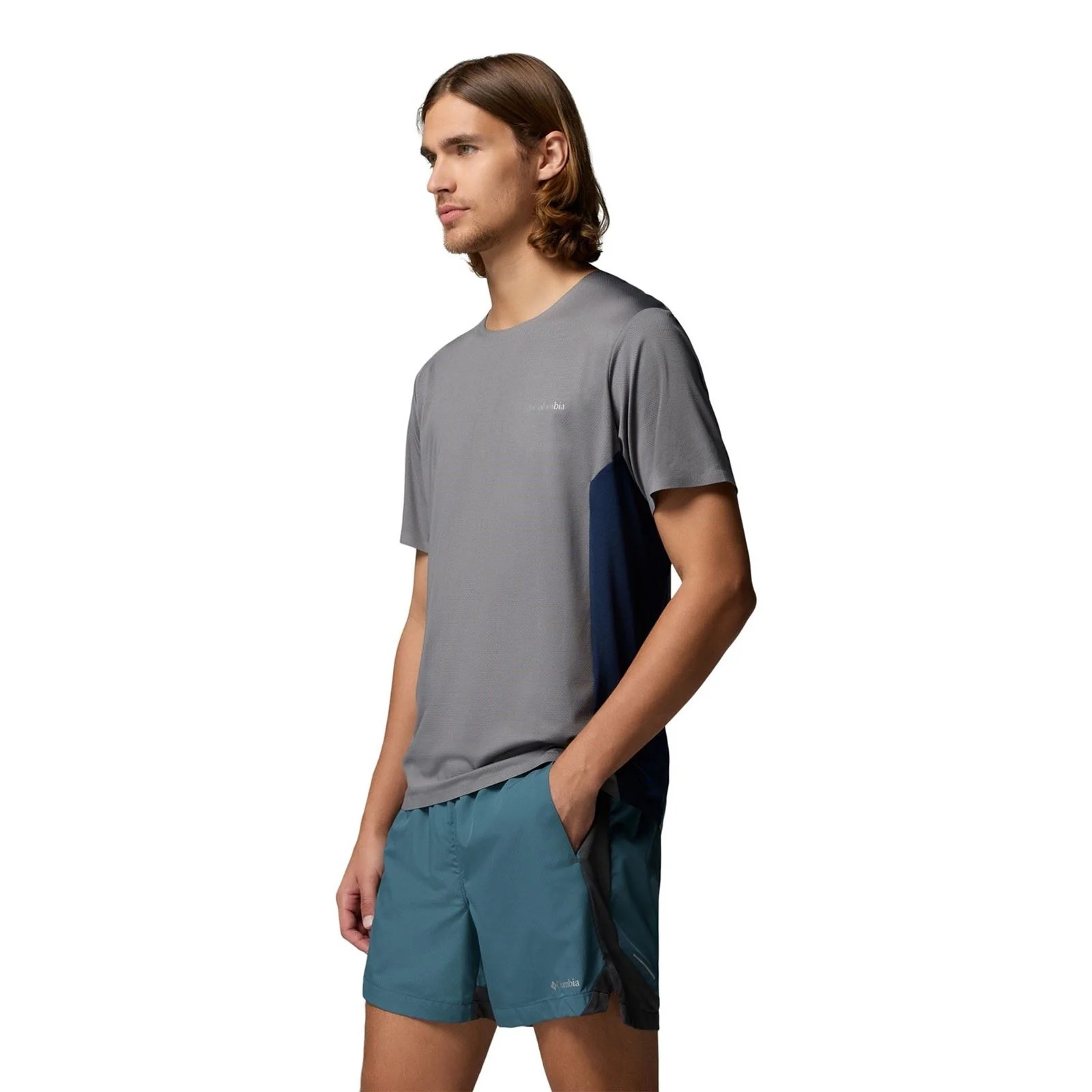 Columbia Three Pitch SS Crew Polyester Men's Grey Activewear T-Shirts - Image 3