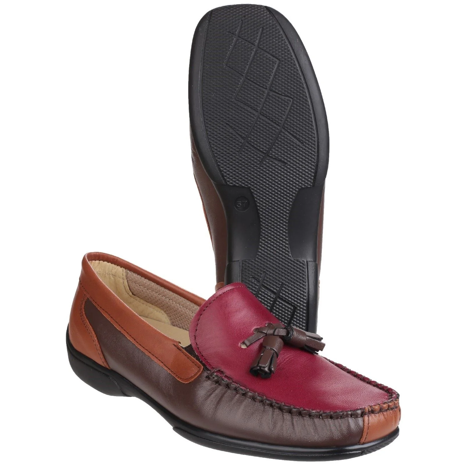 Cotswold Women's Biddlestone Loafer Shoe in Chestnut/Tan/Wine - Image 3