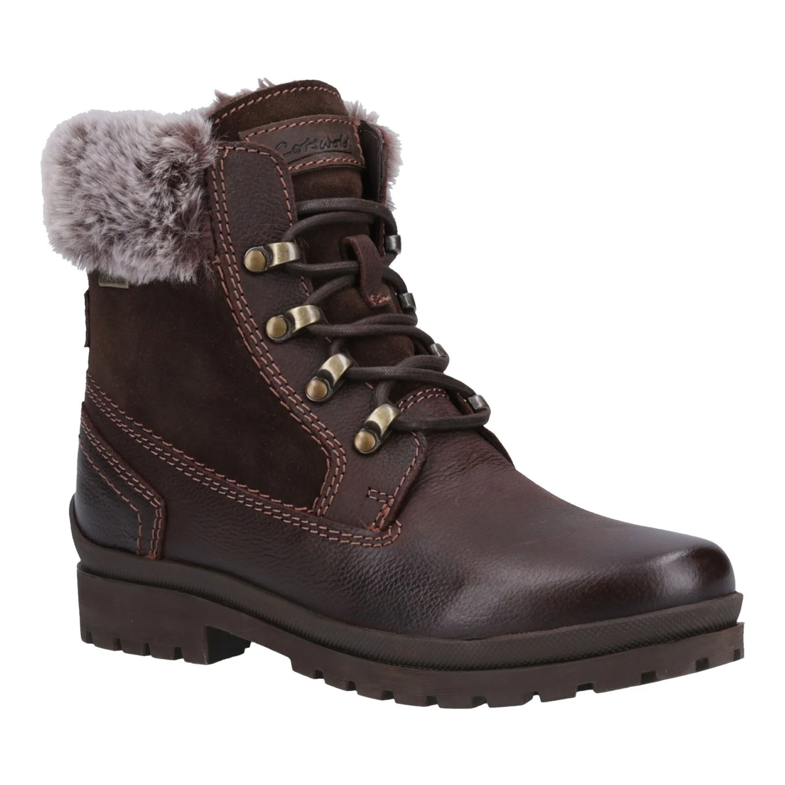 Cotswold Evenlode Leather Women's Brown Winter Ankle Boots - Image 6