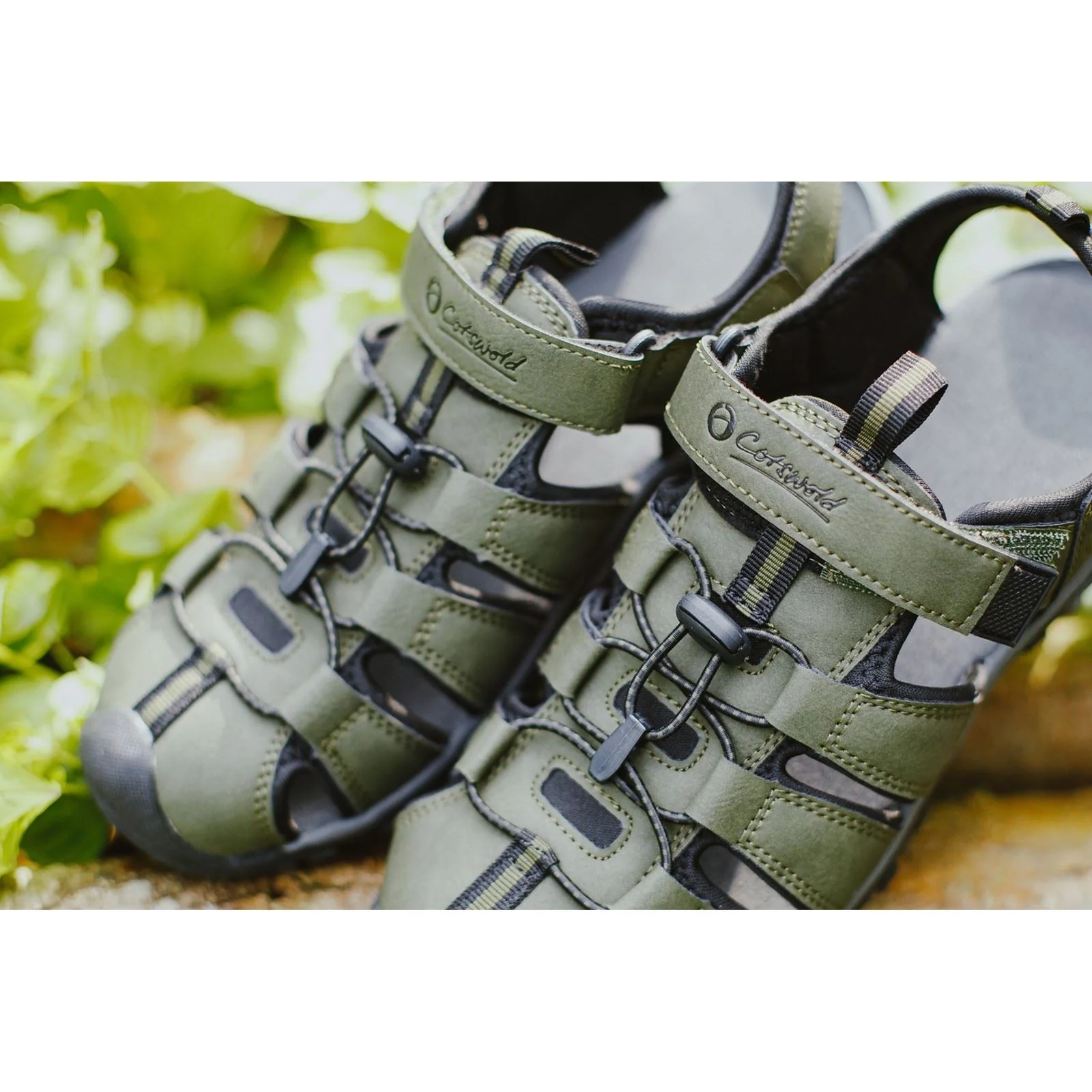 Cotswold Furze Polyurethane Men's Khaki Sandals - Image 6