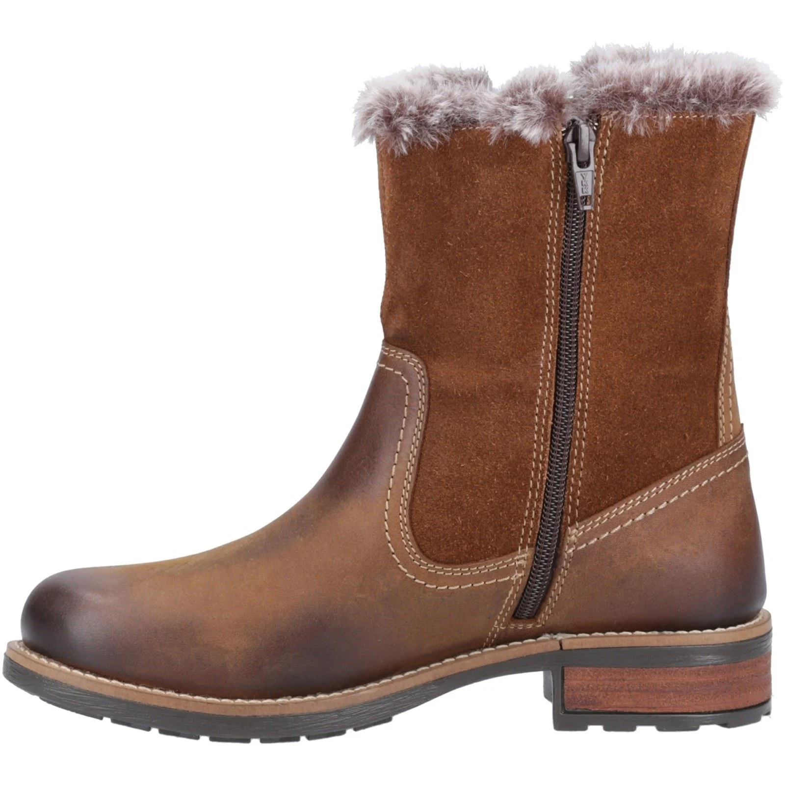 Cotswold Kemerton Leather Women's Tan Winter Mid Calf Boots - Image 4