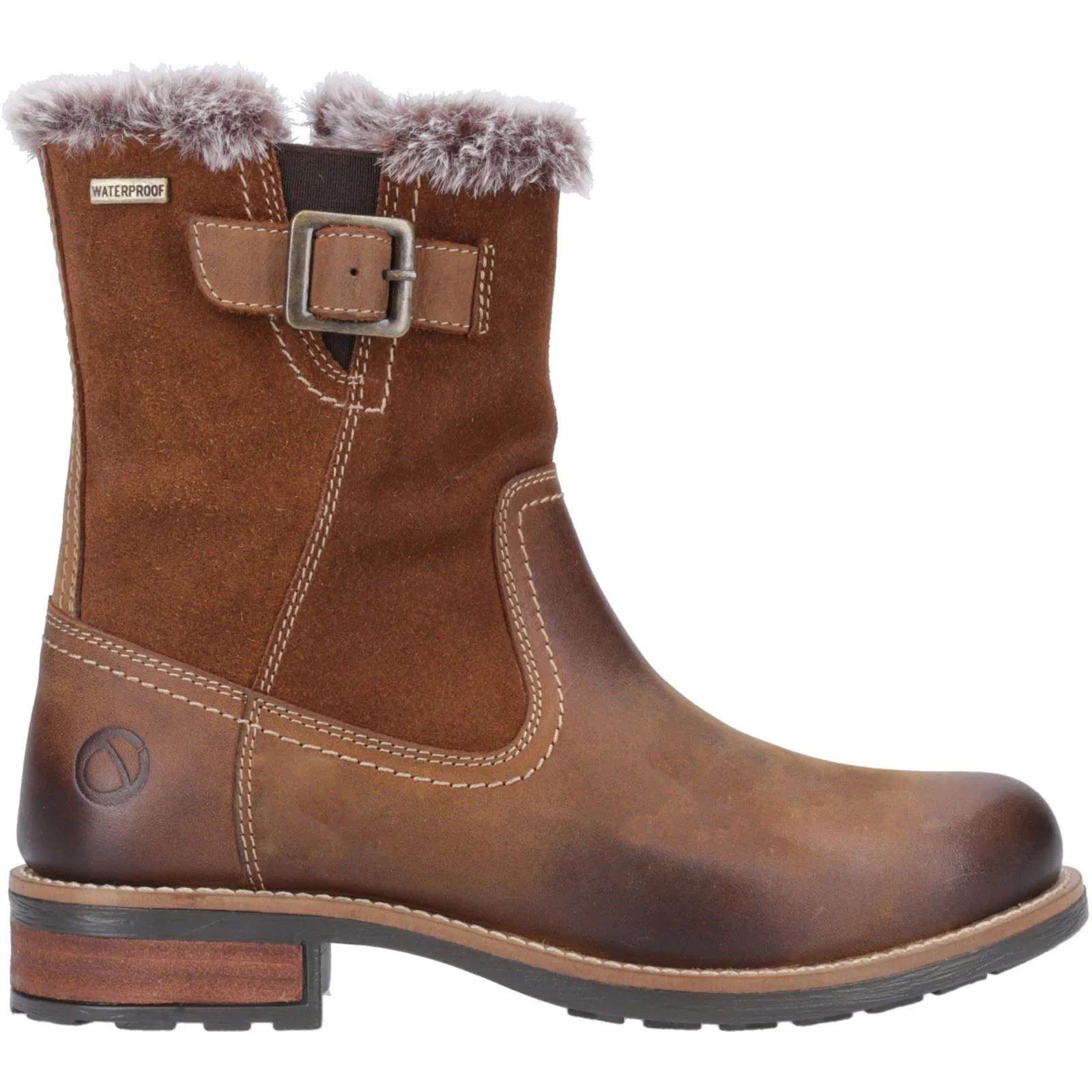 Cotswold Kemerton Leather Women's Tan Winter Mid Calf Boots - Image 5