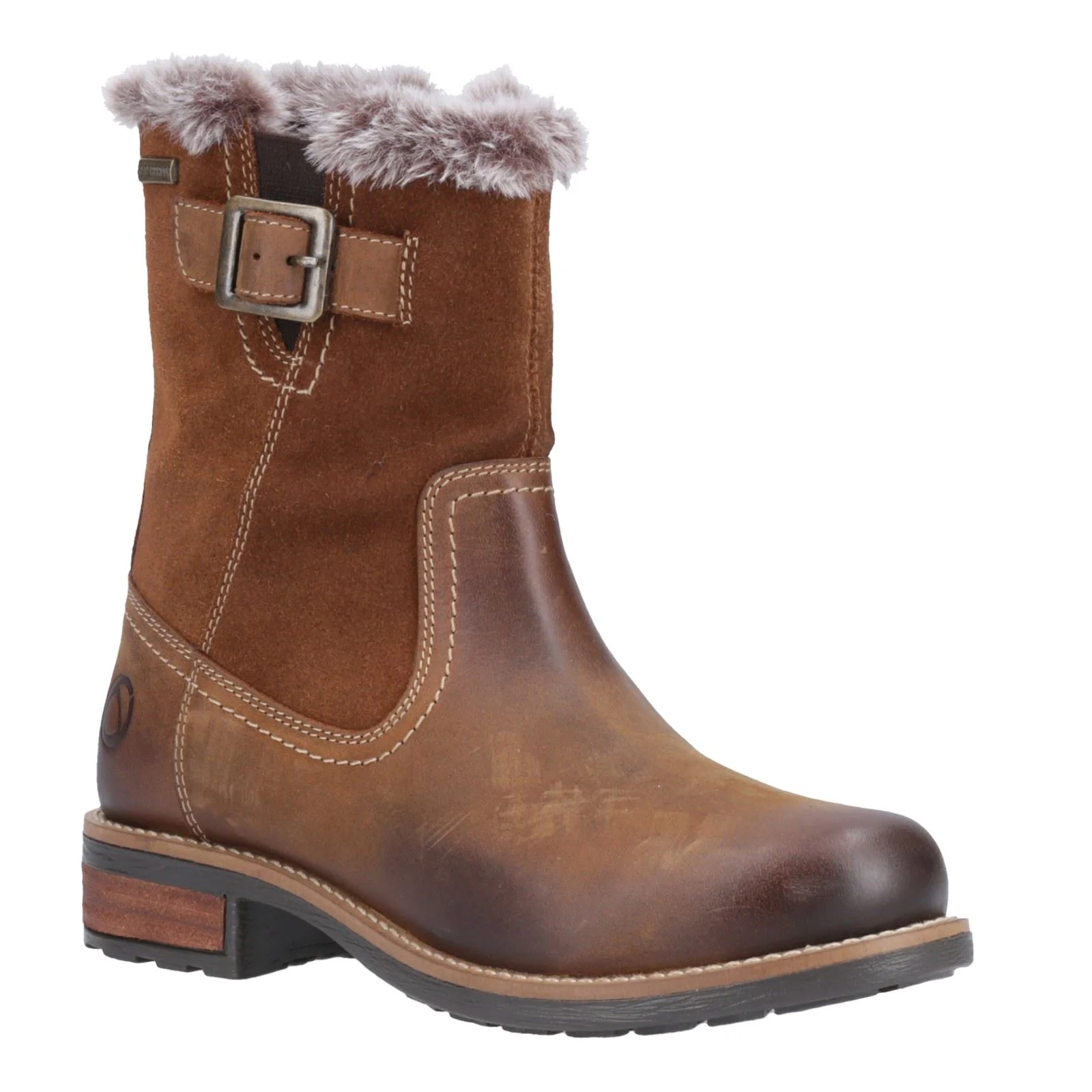 Cotswold Kemerton Leather Women's Tan Winter Mid Calf Boots - Image 6