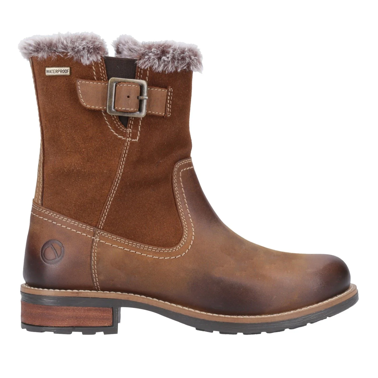 Cotswold Kemerton Leather Women's Tan Winter Mid Calf Boots - Image 9