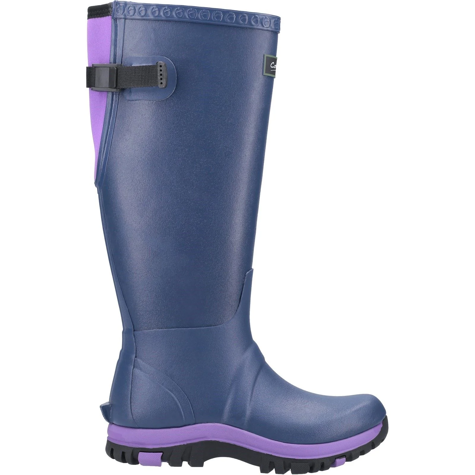 Cotswold Women's Realm Adjustable Wellington Boot in Blue/Purple - Image 4
