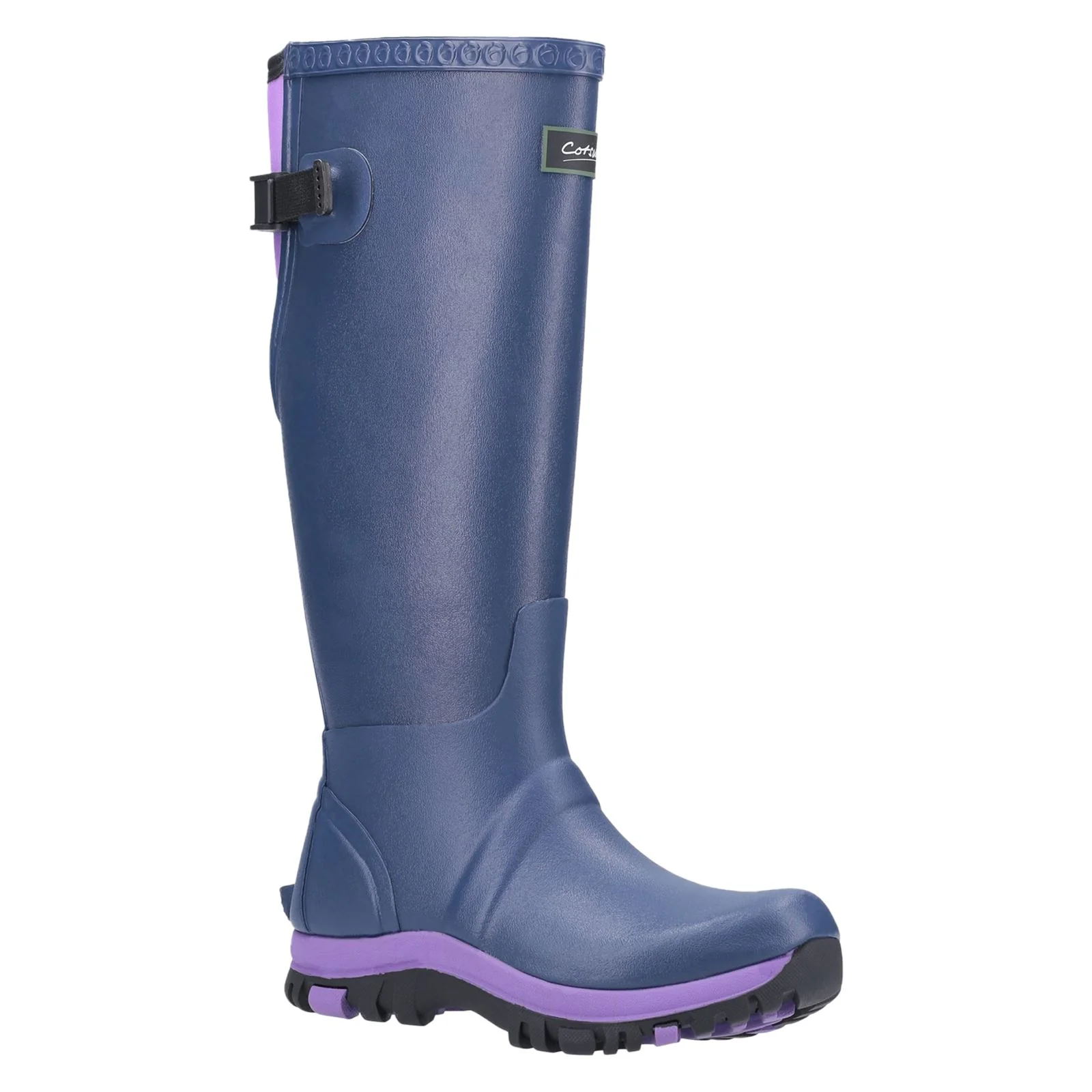 Cotswold Women's Realm Adjustable Wellington Boot in Blue/Purple - Image 5