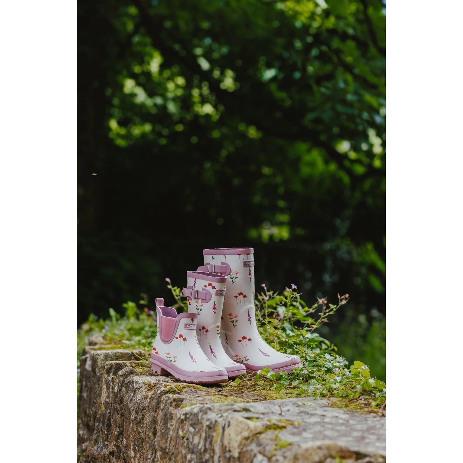 Cotswold Wildflower Ankle Rubber Women's Pink Wellington Boots - Image 5