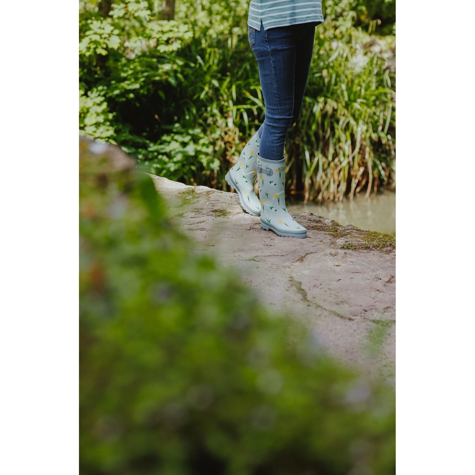 Cotswold Wildflower Tall Rubber Women's Mint Wellington Boots - Image 6