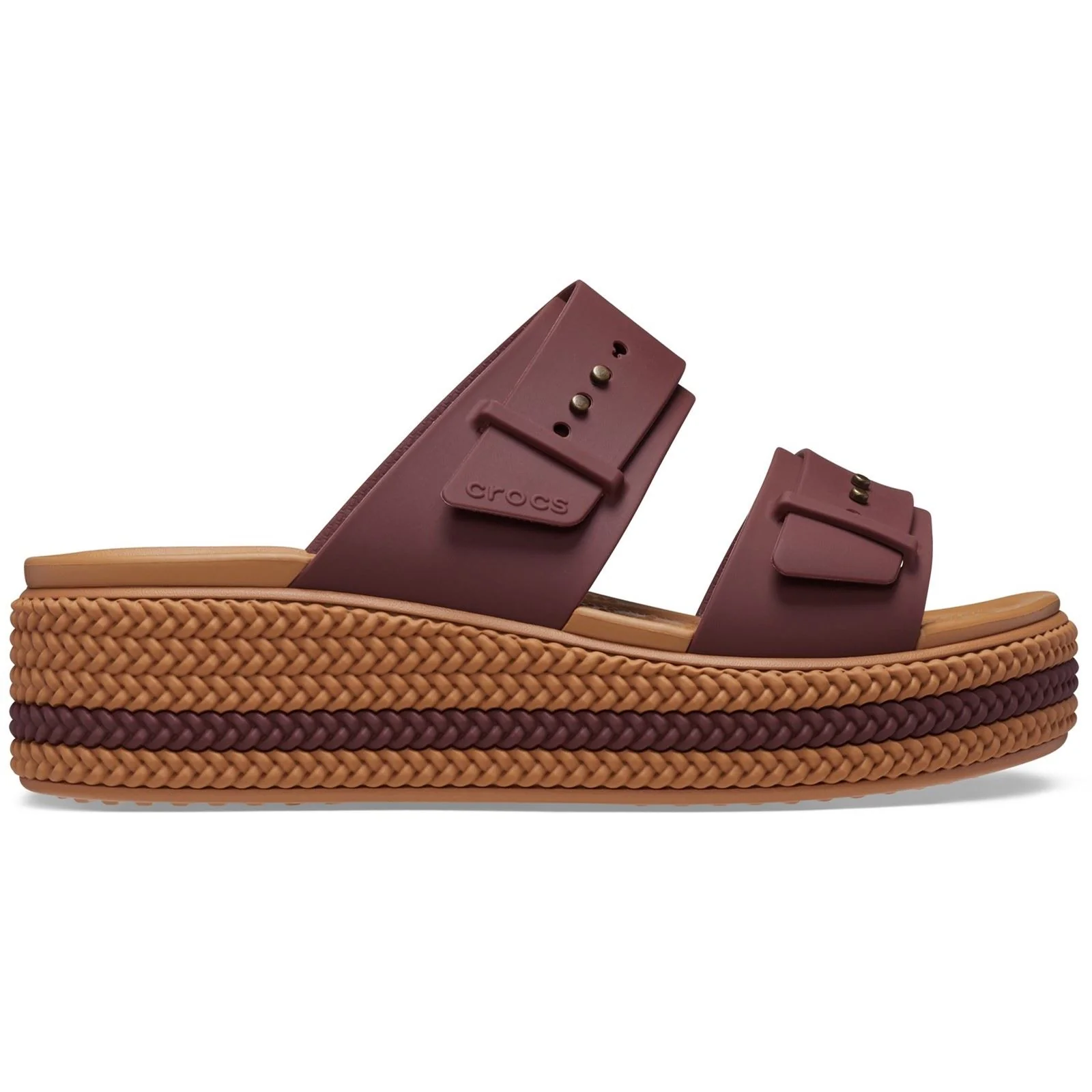 Crocs Women's Brookly Buckle Low Wedge in Dark Clay - Image 5