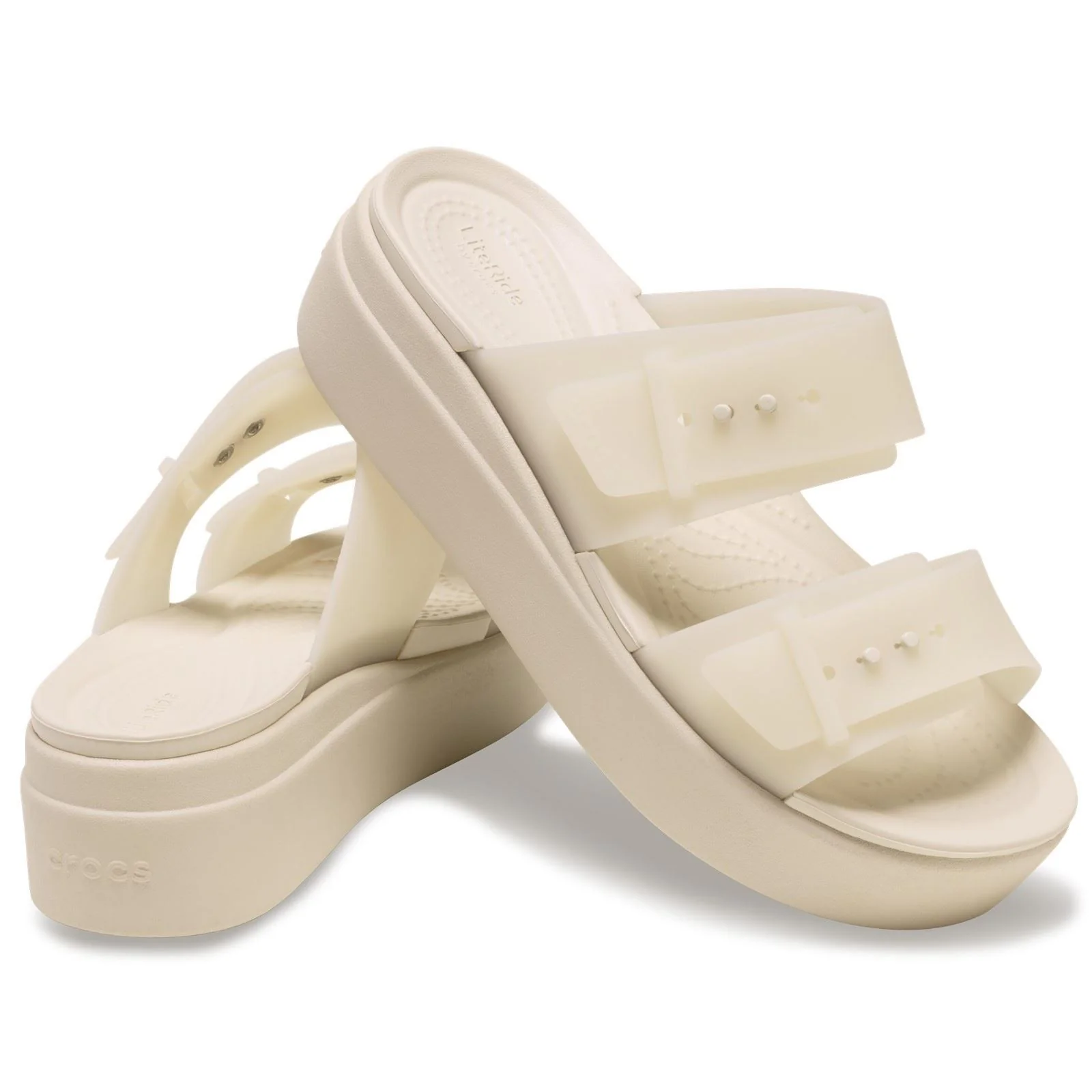 Crocs Brooklyn Buckle Low Wedge Women's Sandstone Sandals - Image 3