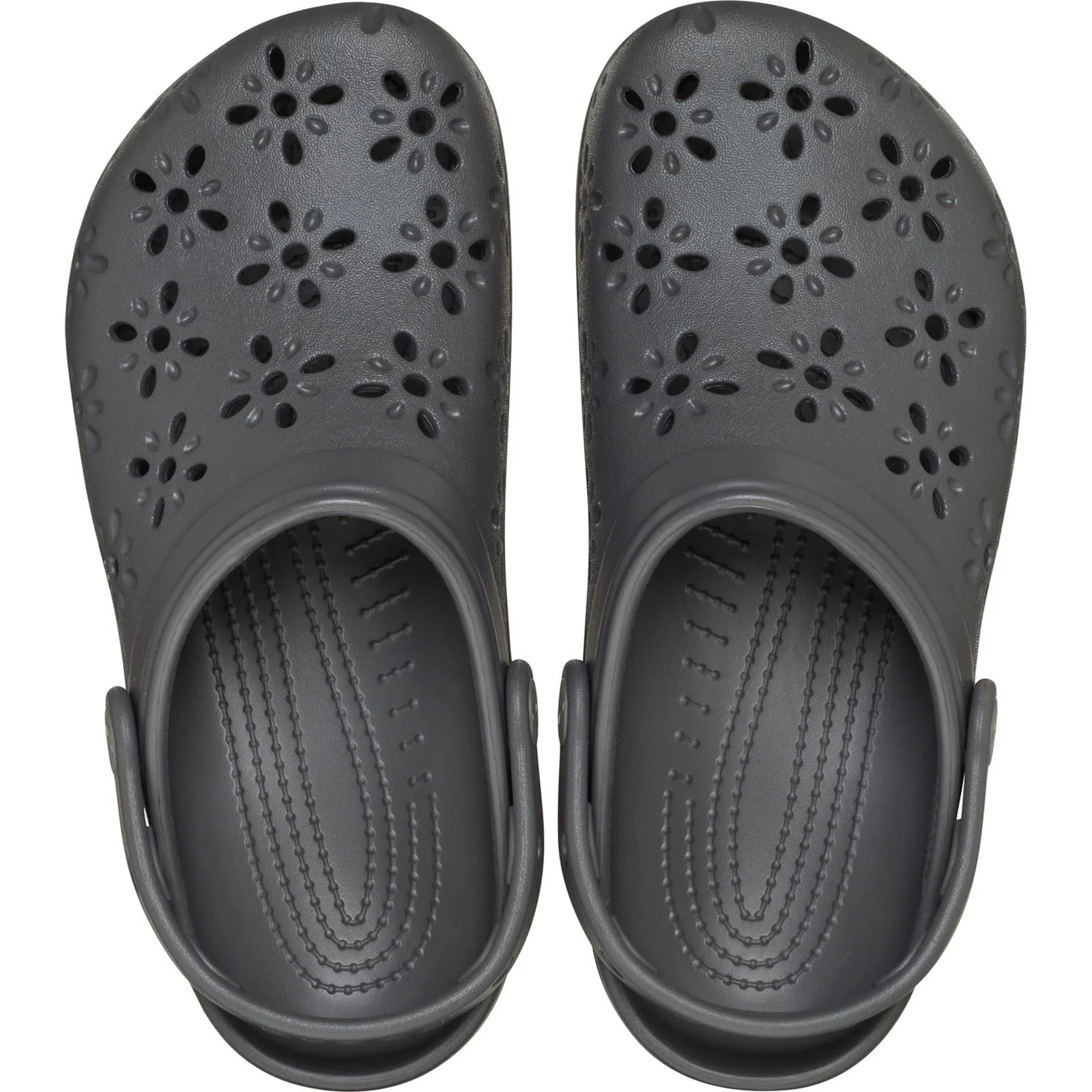 Crocs Classic Floral Cut Out Thermoplastic Black Sand Clogs - Image 5