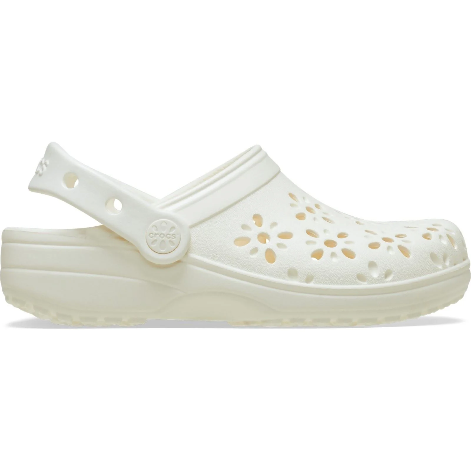 Crocs Classic Floral Cut Out Thermoplastic Chalk Clogs - Image 7