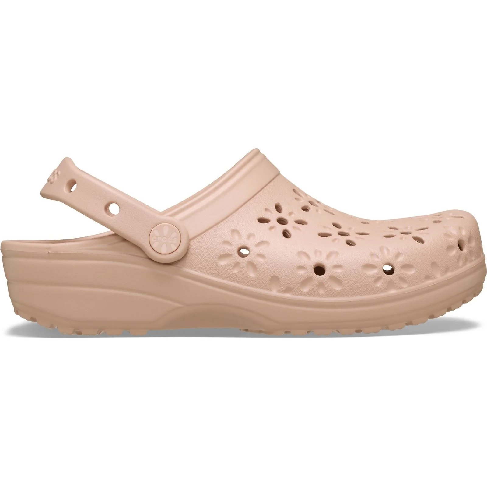 Crocs Classic Floral Cut Out Thermoplastic Pink Caramel Clogs - Image 7