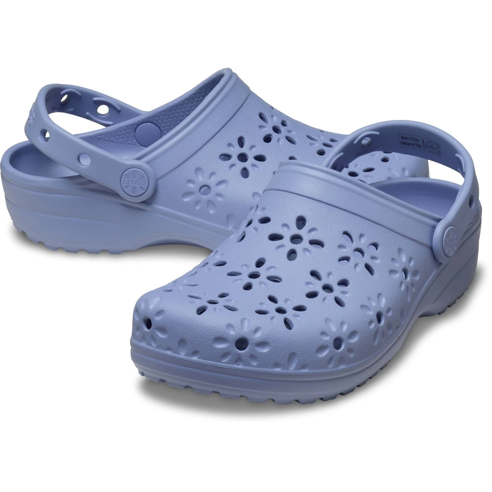 Crocs Classic Floral Cut Out Thermoplastic Women's Blue Haze Flip Flops - Image 3
