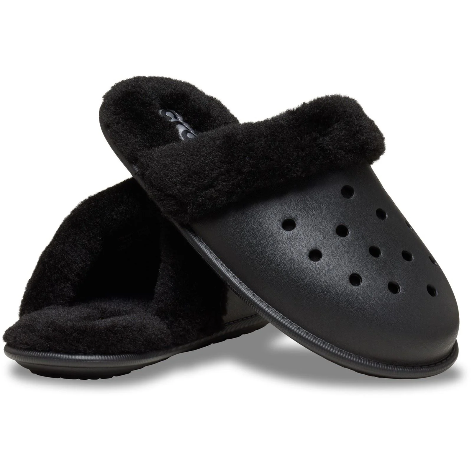 Crocs Classic Fuzz Scuff Thermoplastic Black Slippers - Image 3