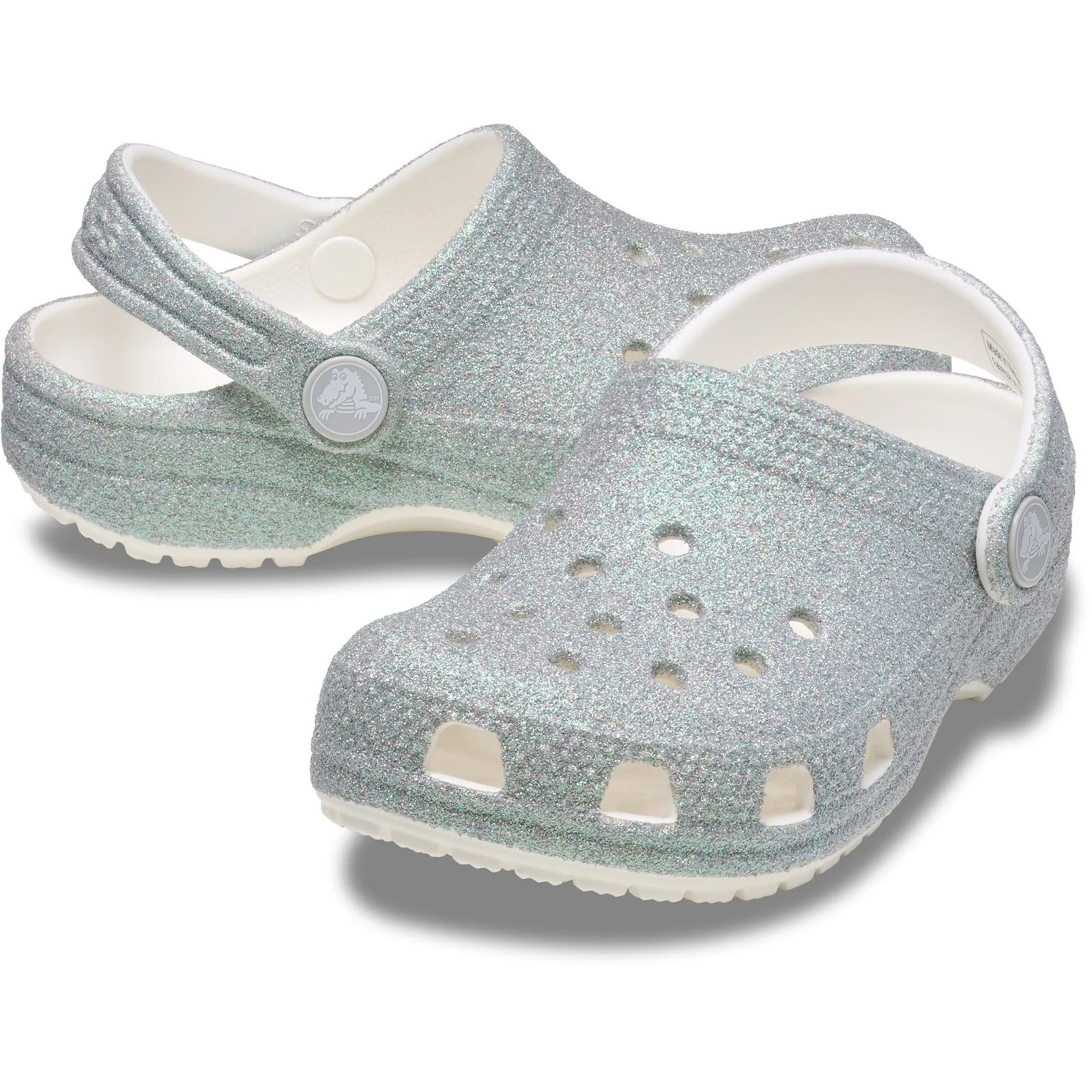 Crocs Classic Glitter Clog Thermoplastic Kids White Loafers - Image 3