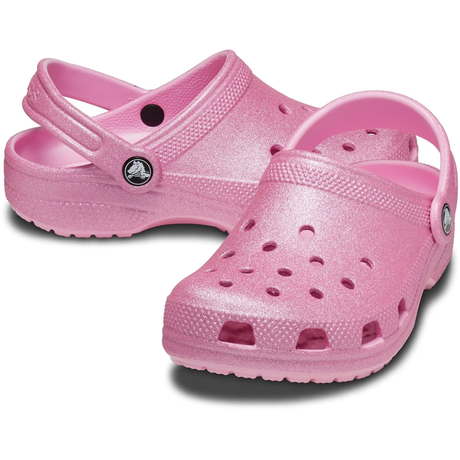 Crocs Classic Glitter Thermoplastic Pink Tweed Glitter Loafers - Image 3