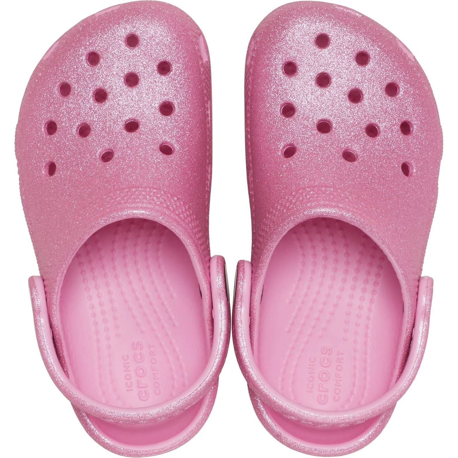 Crocs Classic Glitter Thermoplastic Kids Pink Tweed Glitter Loafers - Image 5