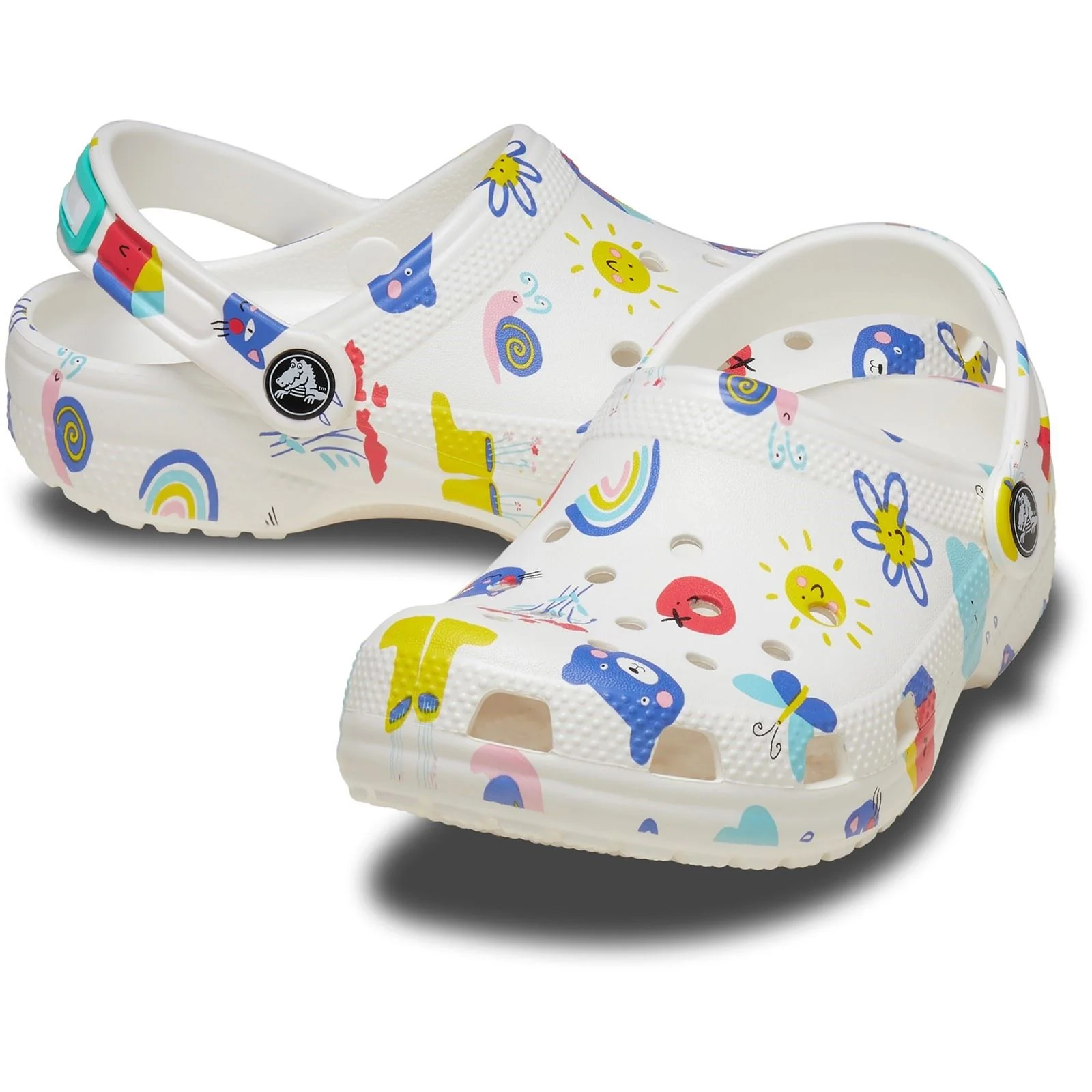 Crocs Classic Graphic Thermoplastic White/Multi Clogs - Image 4