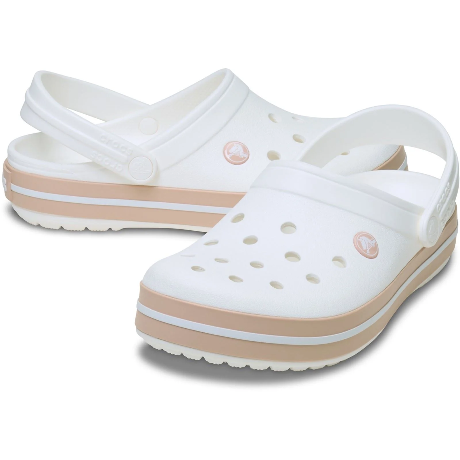 Crocs Crocband Thermoplastic White/Pink Caramel Clogs - Image 3