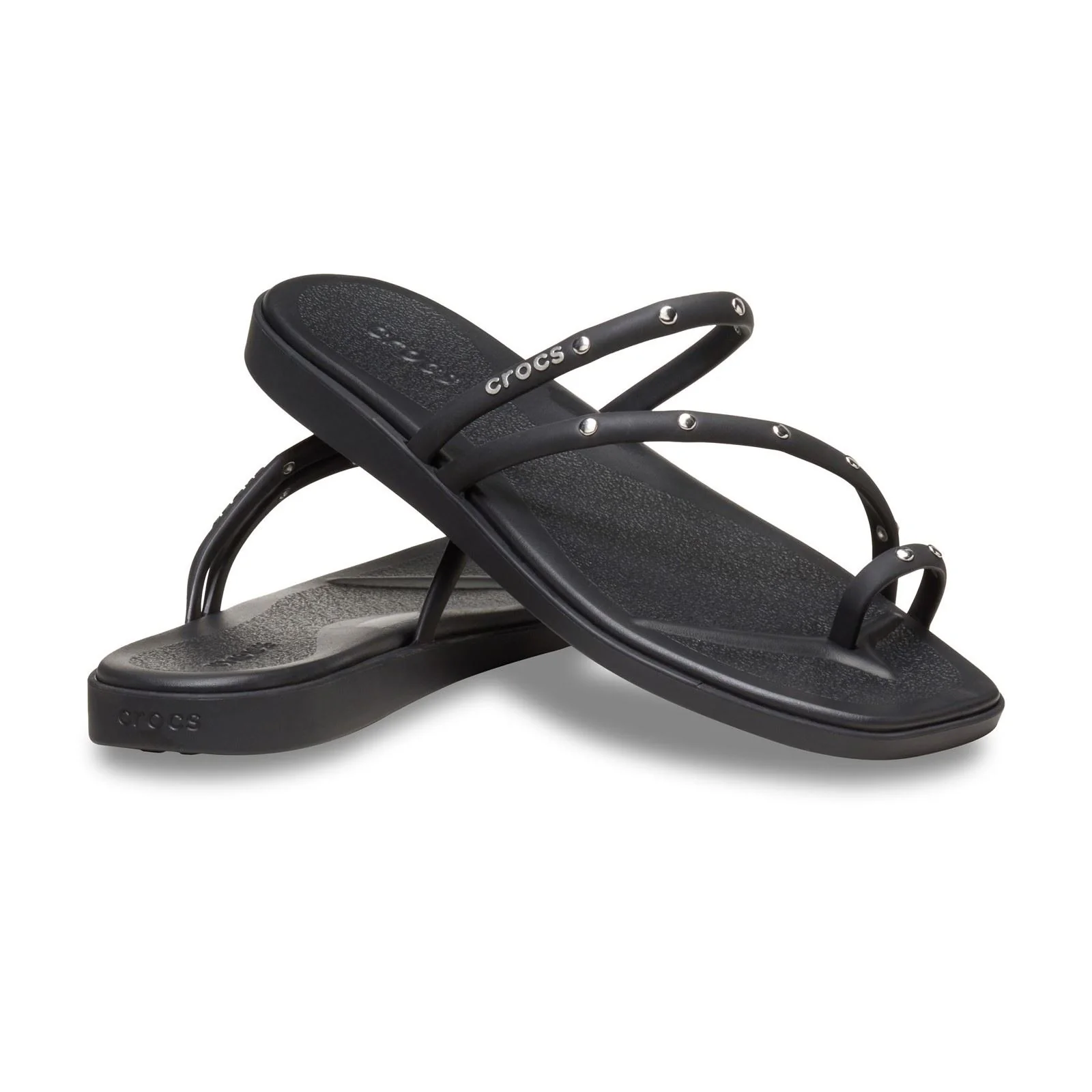 Crocs Miami Studded Toe Loop Thermoplastic Women's Black Sandals - Image 3