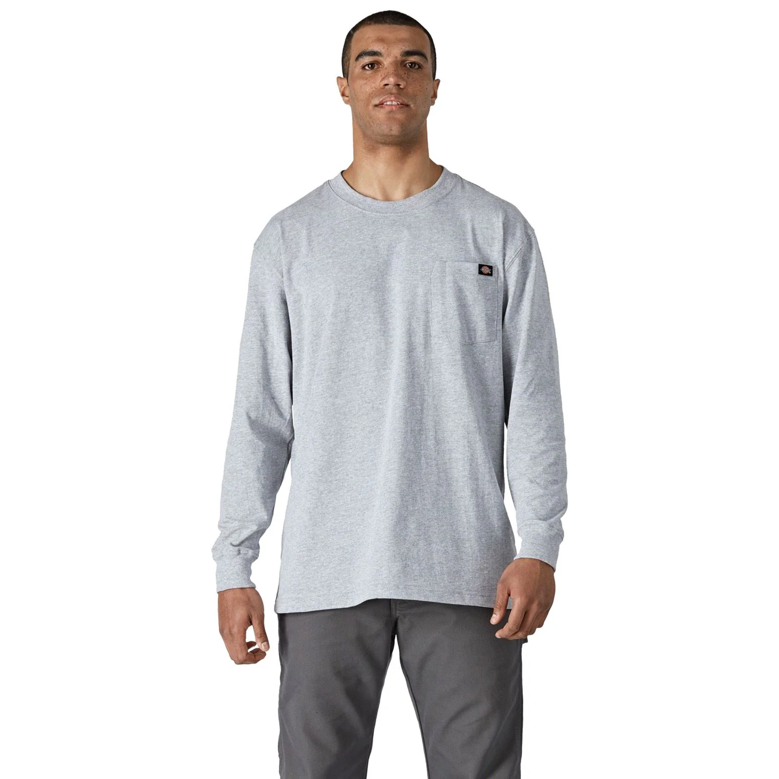 Dickies Pocket Long Sleeve Cotton Men's Grey T-Shirt - Image 5