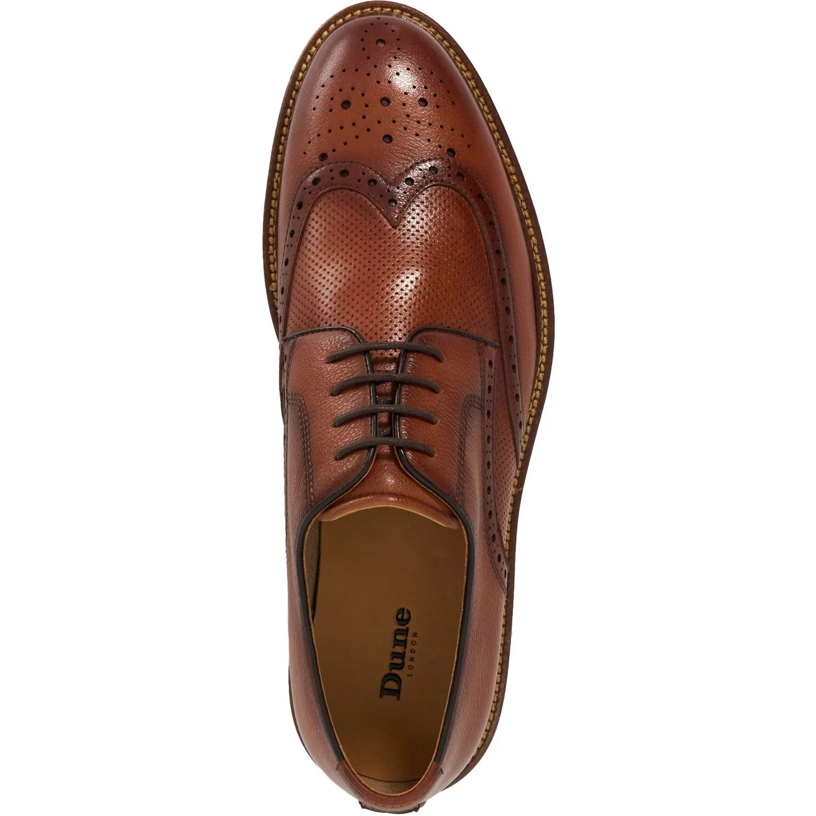 Dune Benidictus Nubuck Men's Tan Brogues Shoes - Image 3