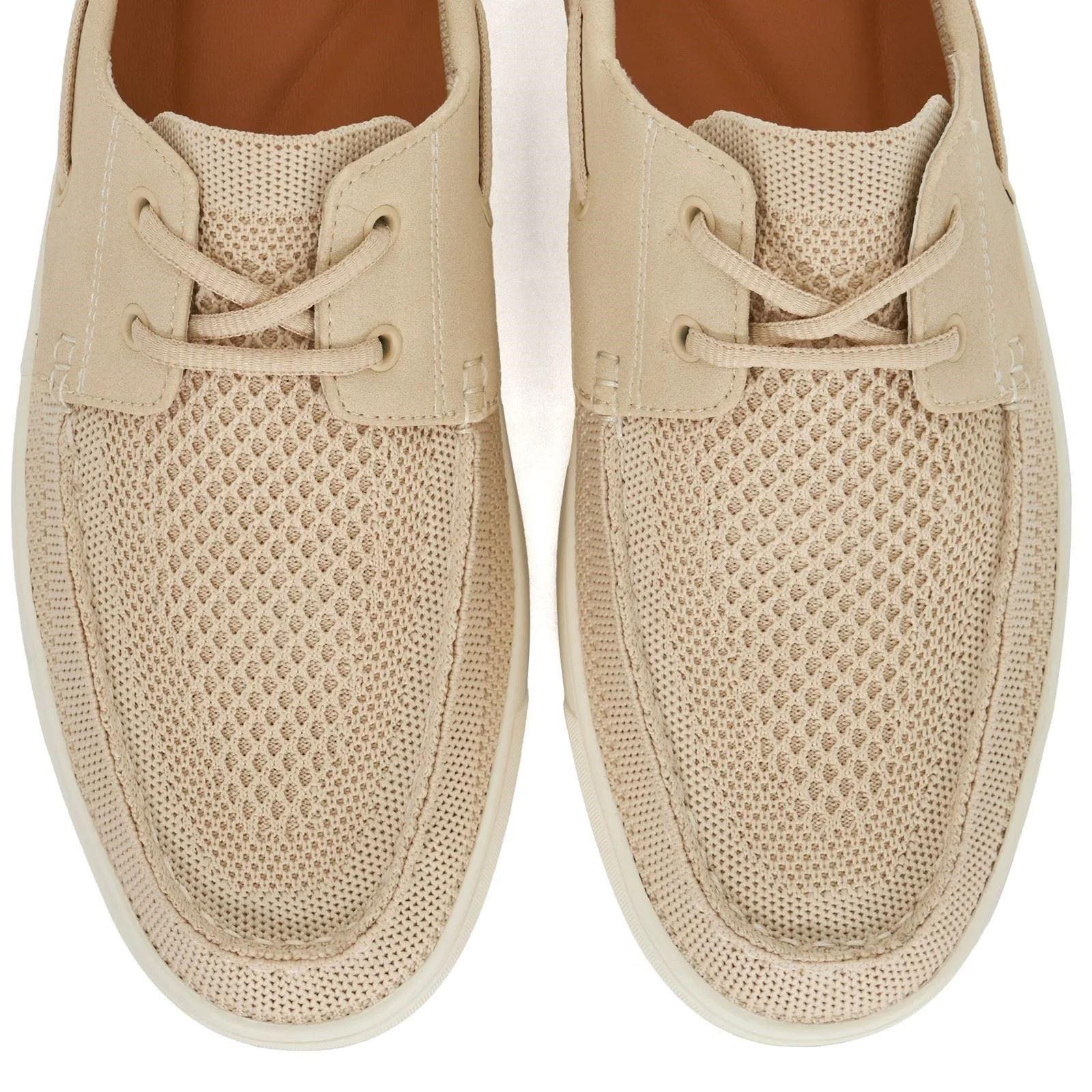 Dune Blaizerss Fabric Men's Cream Boat Shoes - Image 5