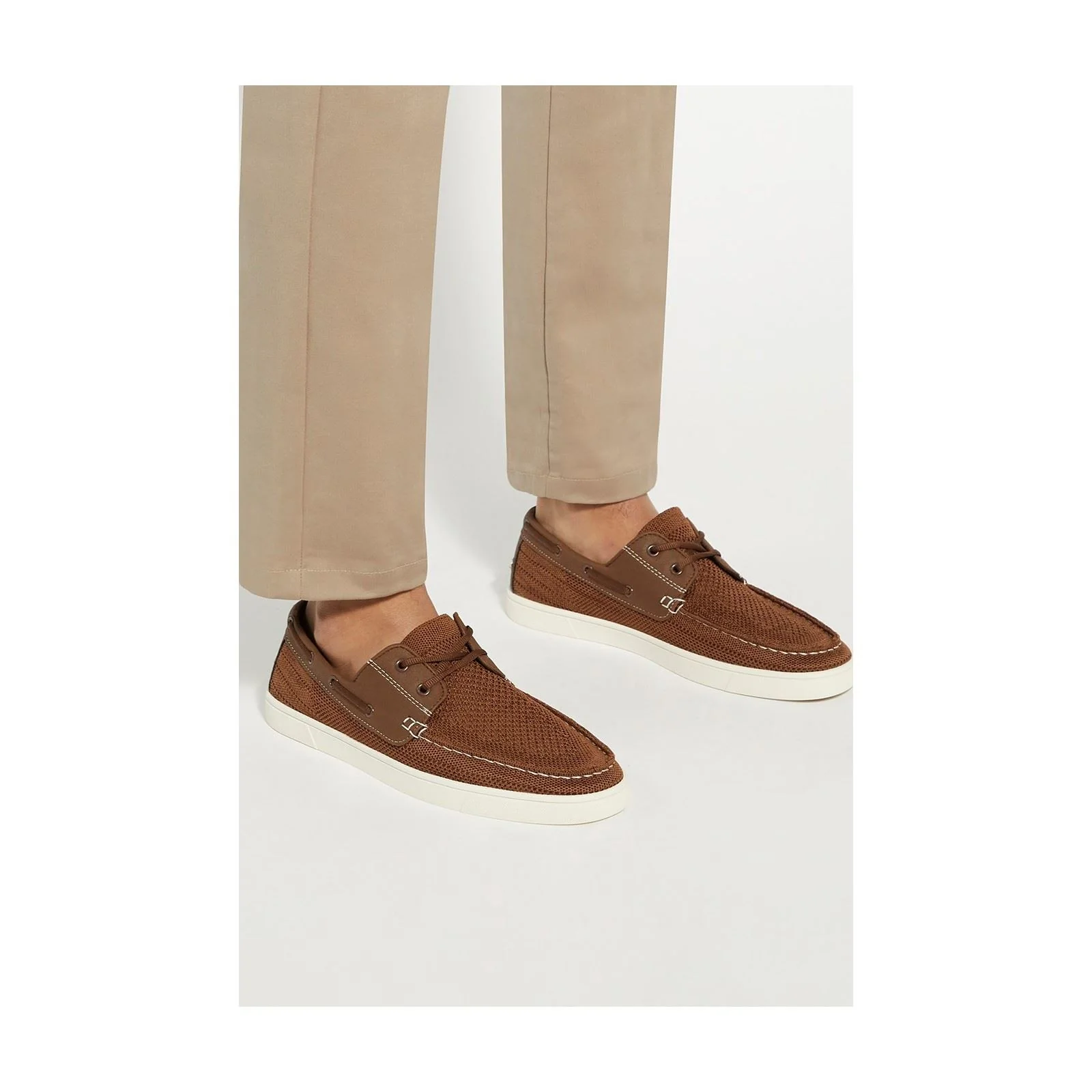 Dune Blaizerss Fabric Men's Tan Boat Shoes - Image 6