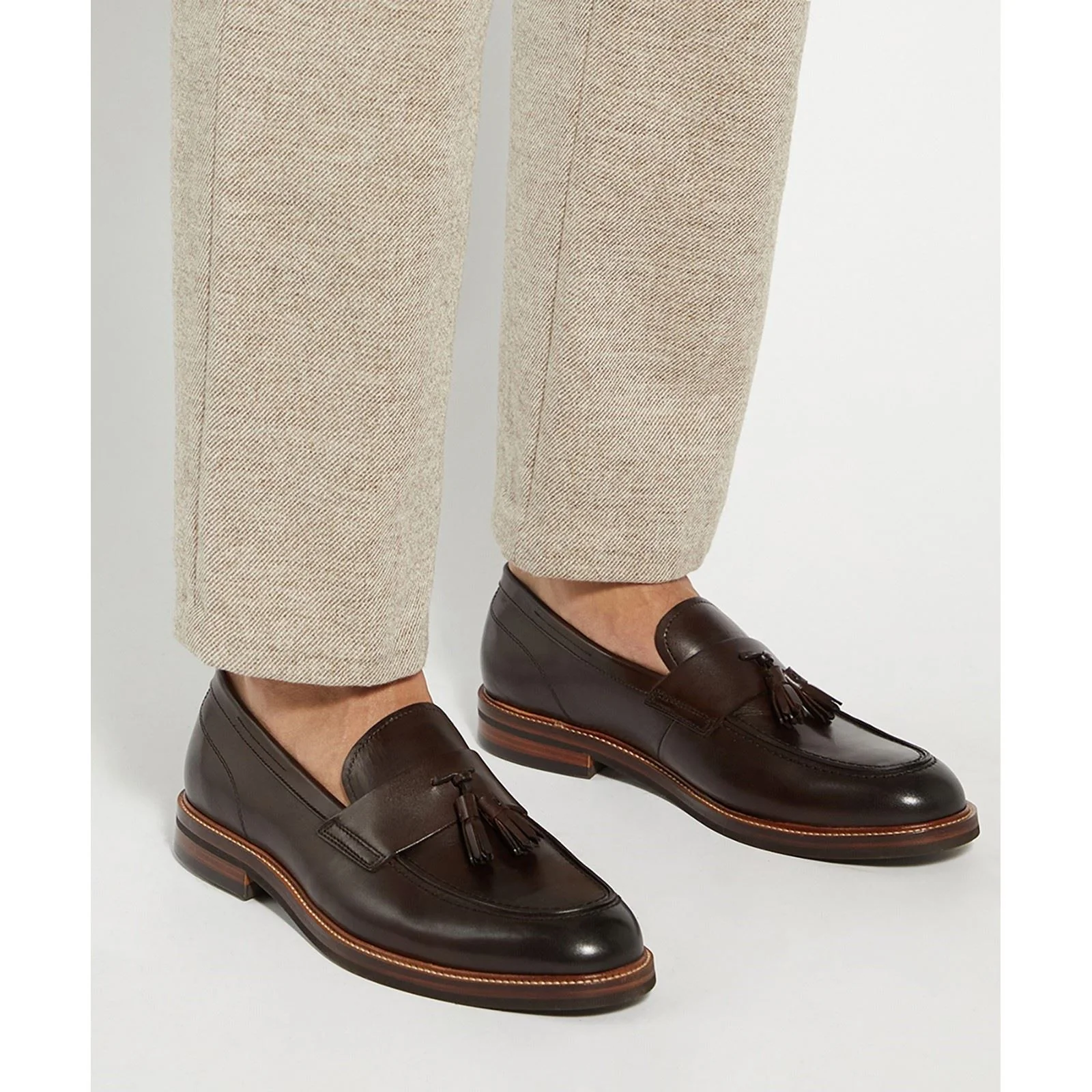 Dune Shaw Leather Men's Brown Loafers - Image 6