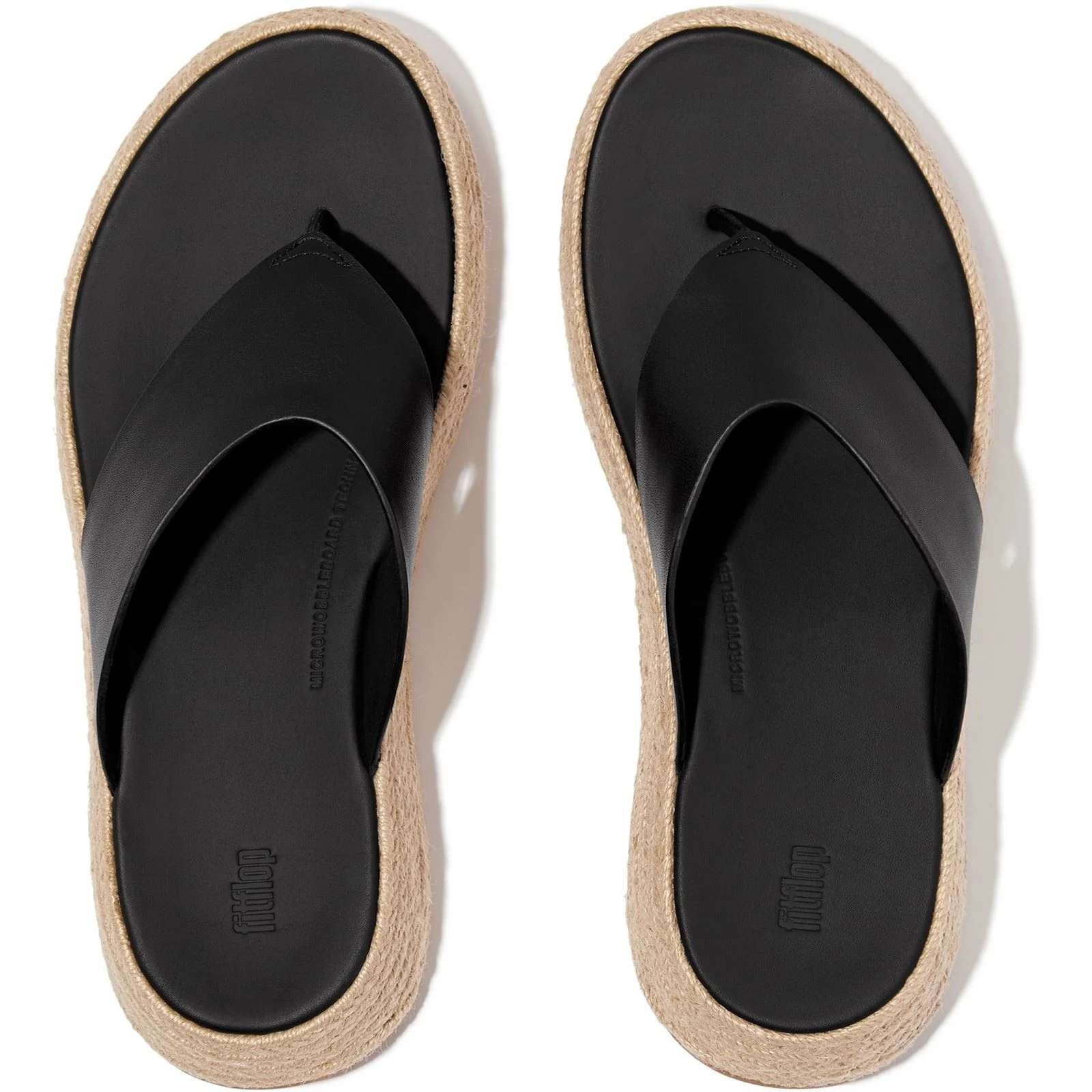 Fitflop F-Mode Toe Post Leather Women's Black Sandals - Image 3