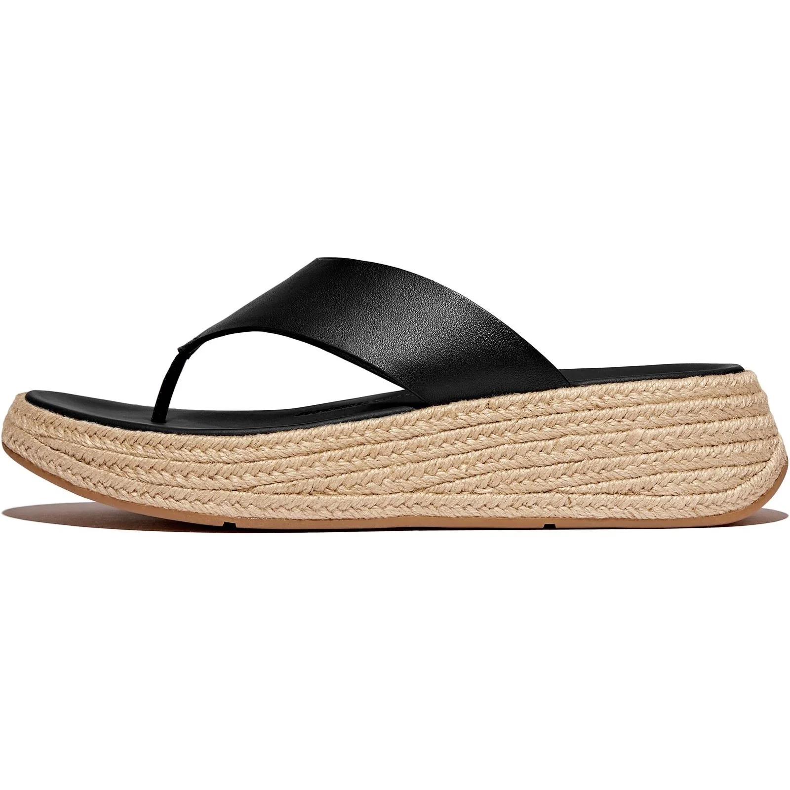 Fitflop F-Mode Toe Post Leather Women's Black Sandals - Image 4