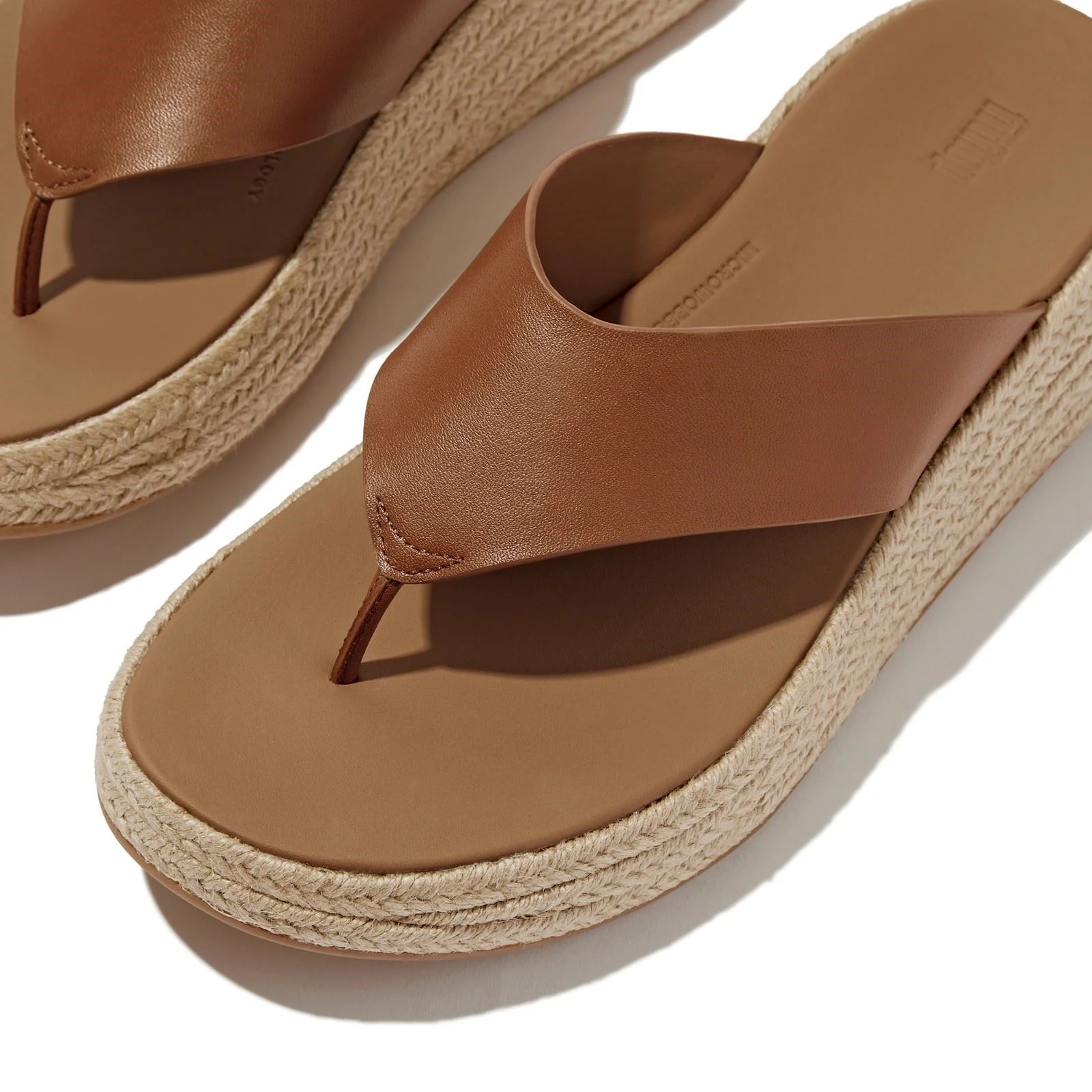 Fitflop F-Mode Toe Post Leather Women's Deep Tan Sandals - Image 5