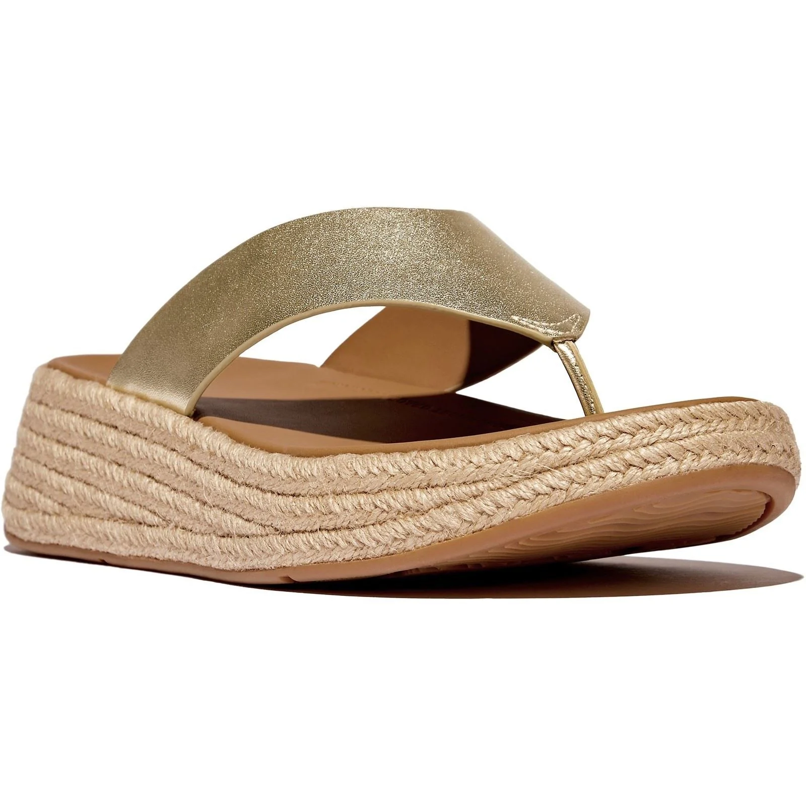Fitflop F-Mode Toe Post Leather Women's Platino Slides
